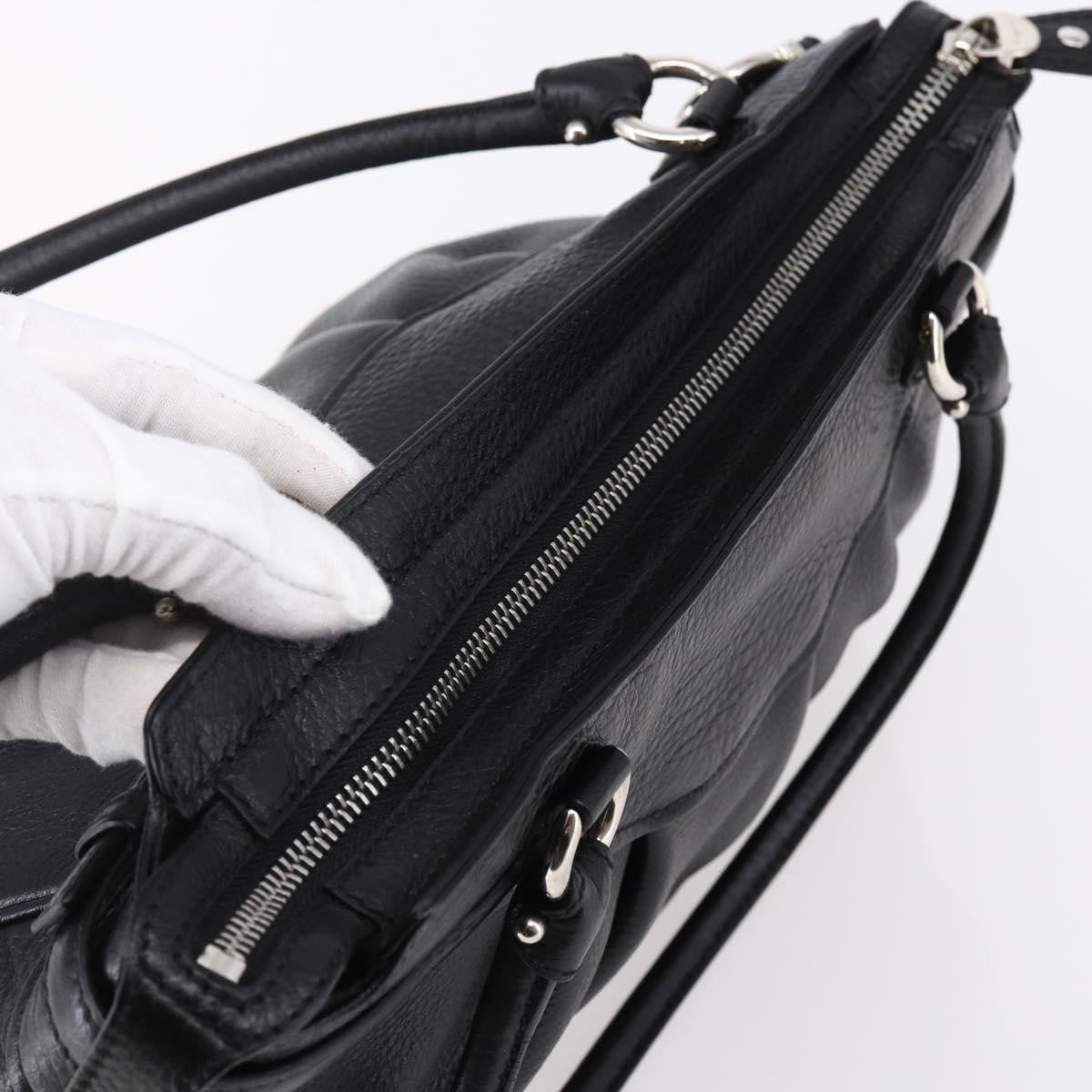 Salvatore Ferragamo Gancini Tote Leather Black Leather Tote Bag Bag (Pre-Owned)