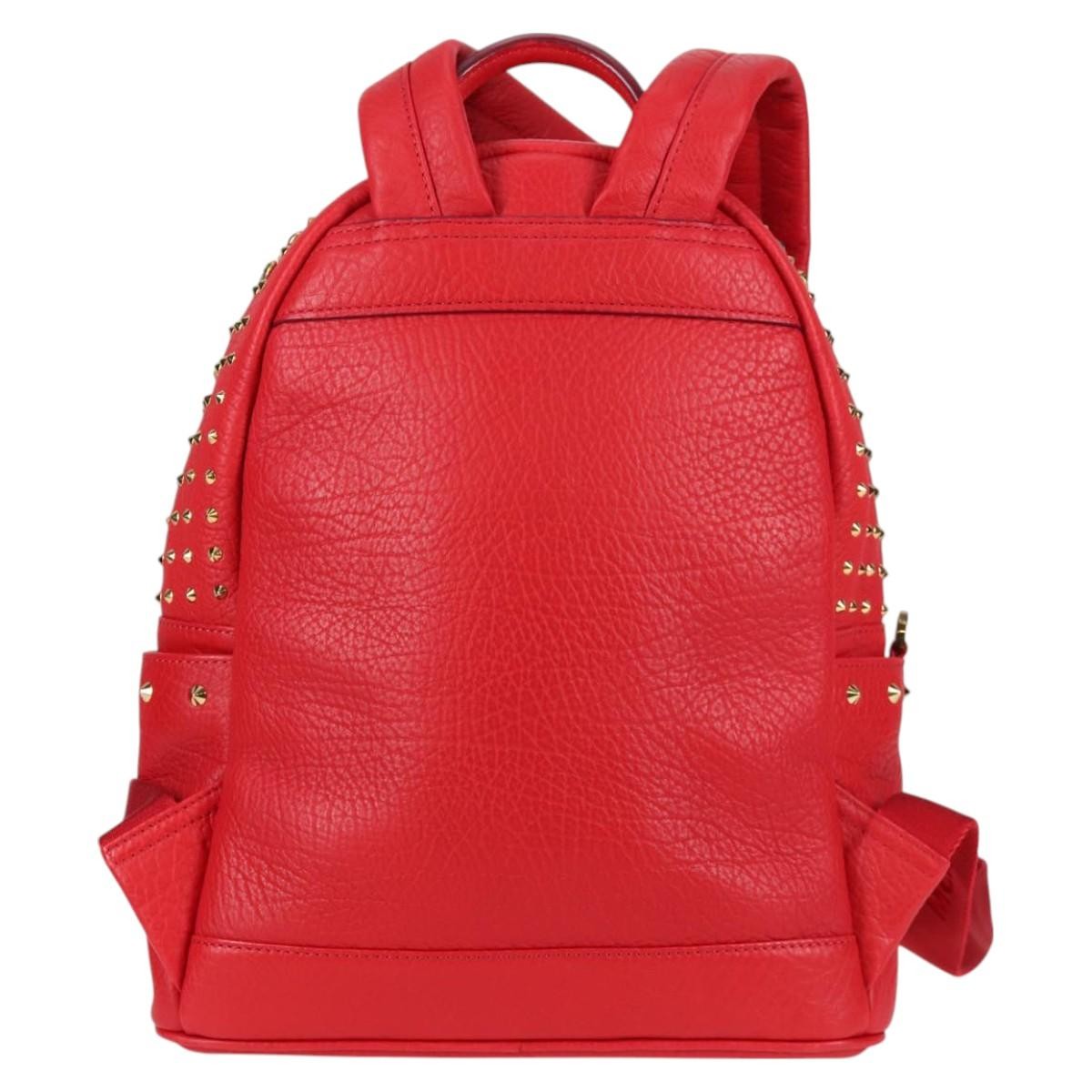 MCM Vintage Vicetos Backpack Leather Red Leather Backpack Bag (Pre-Owned)