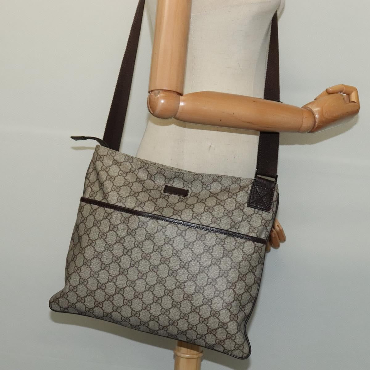 Gucci Zip Top Messenger Bag Gg Coated Canvas Beige Canvas Shoulder Bag Bag (Pre-Owned)