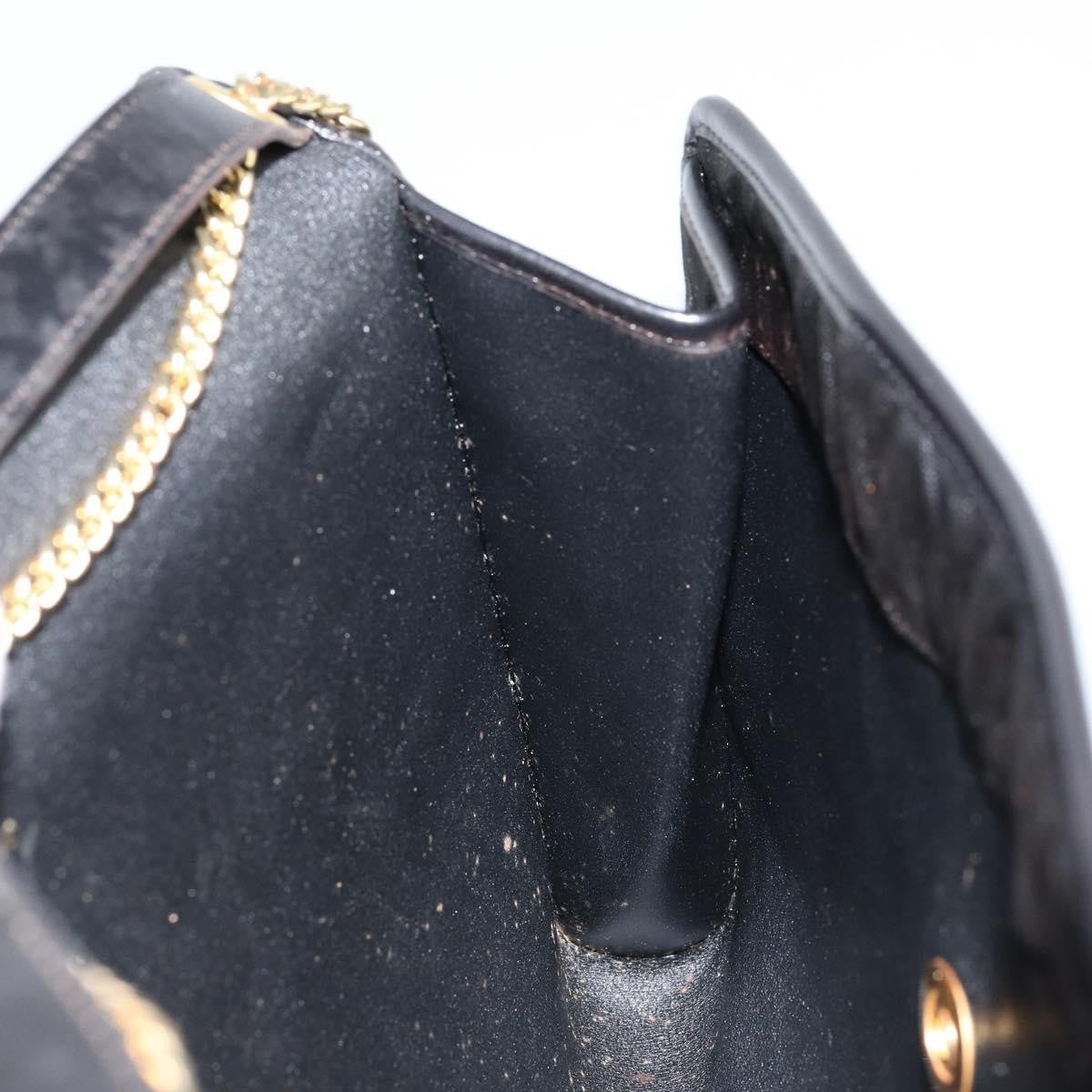 Christian Dior Vintage Cd Chain Flap Shoulder Bag Diorissimo Canvas Black Nylon Shoulder Bag Bag (Pre-Owned)