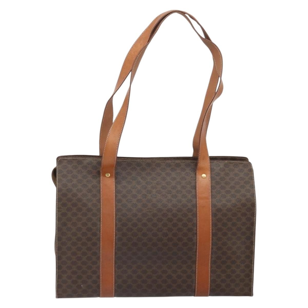 Celine Vintage Macadam Handbag Canvas And Leather Brown Canvas Tote Bag Bag (Pre-Owned)