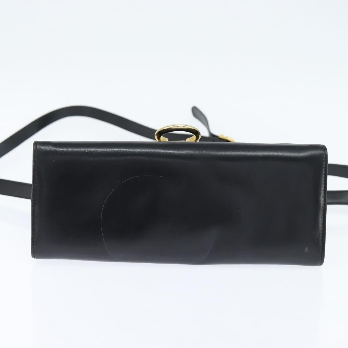 Salvatore Ferragamo Gancini Flap Shoulder Bag Leather Black Leather Shoulder Bag Bag (Pre-Owned)