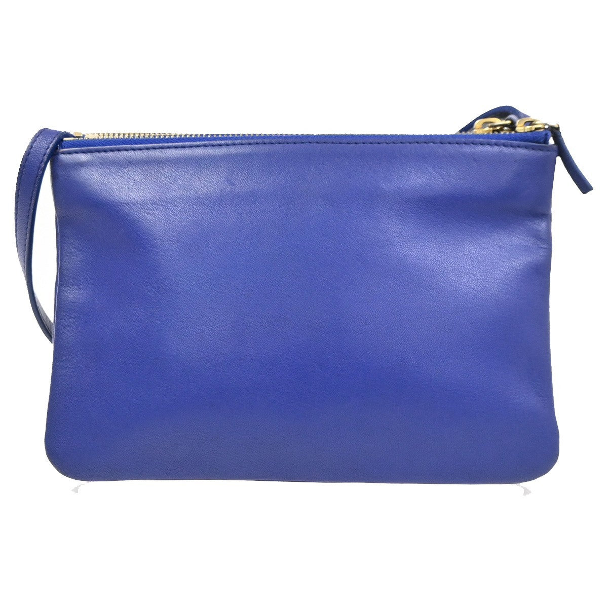 Celine Trio Crossbody Bag Leather Blue Leather Shoulder Bag Bag (Pre-Owned)