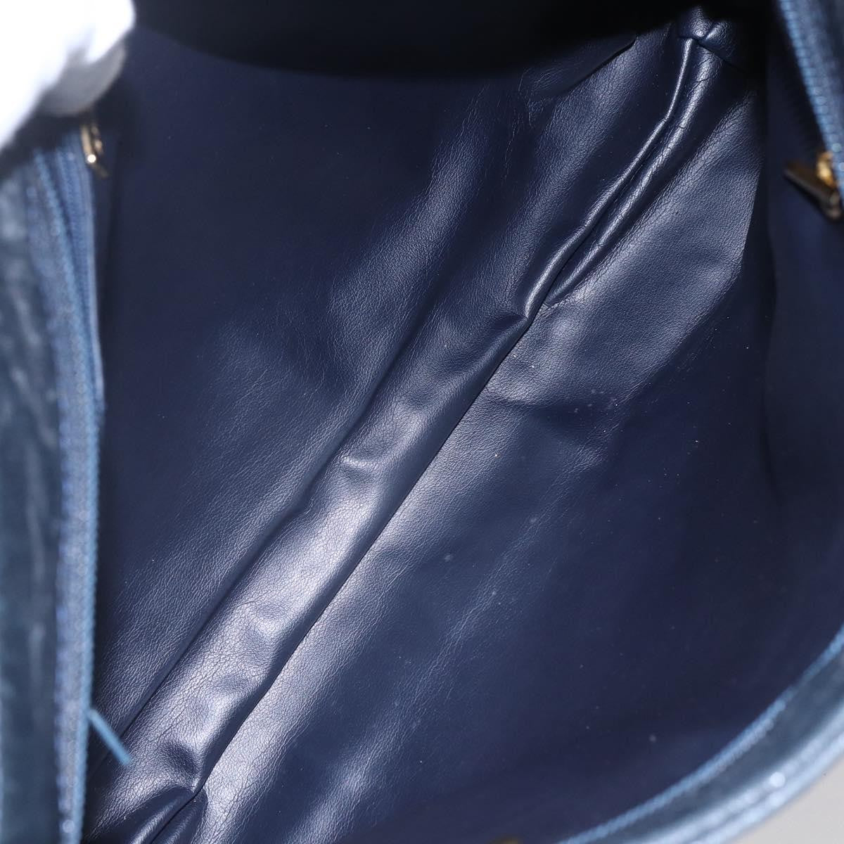 Bally Vintage Chain Shoulder Bag Quilted Leather Navy Leather Shoulder Bag Bag (Pre-Owned)