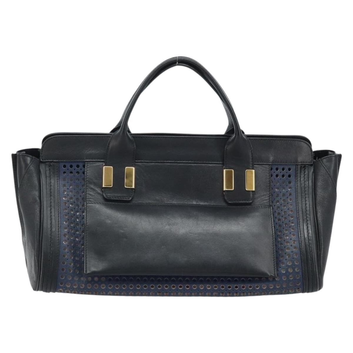 Chloe Alice Satchel Leather Black Leather Handbag (Pre-Owned)