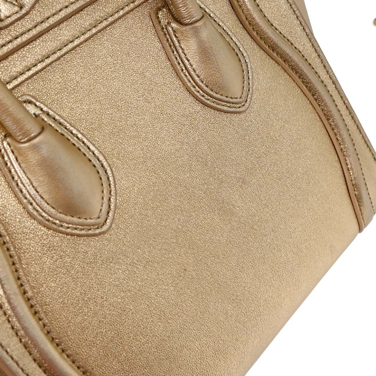 Celine Luggage Bag Smooth Leather Gold Leather Tote Bag Bag (Pre-Owned)