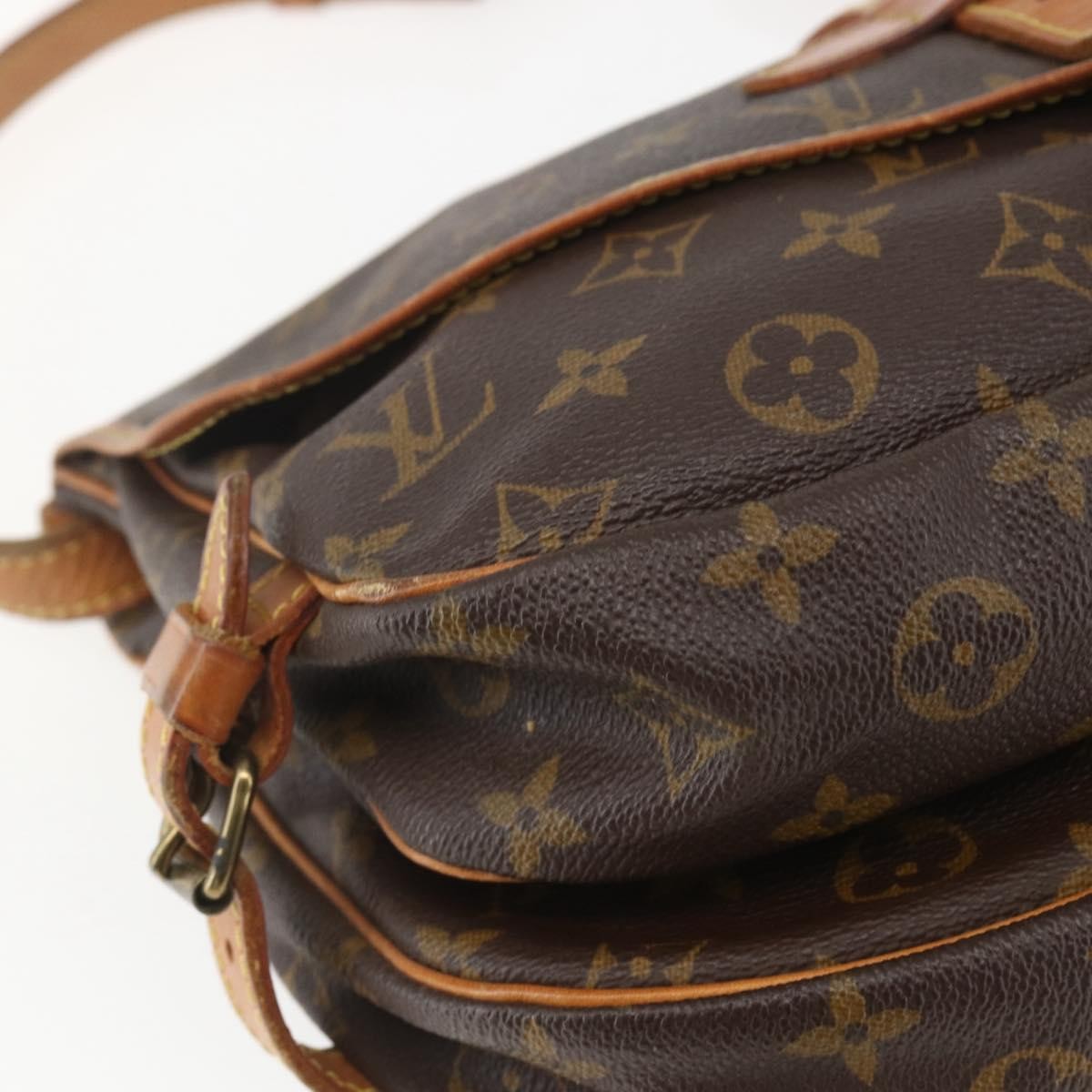 Louis Vuitton Saumur Handbag Monogram Canvas Brown Canvas Shoulder Bag Bag (Pre-Owned)