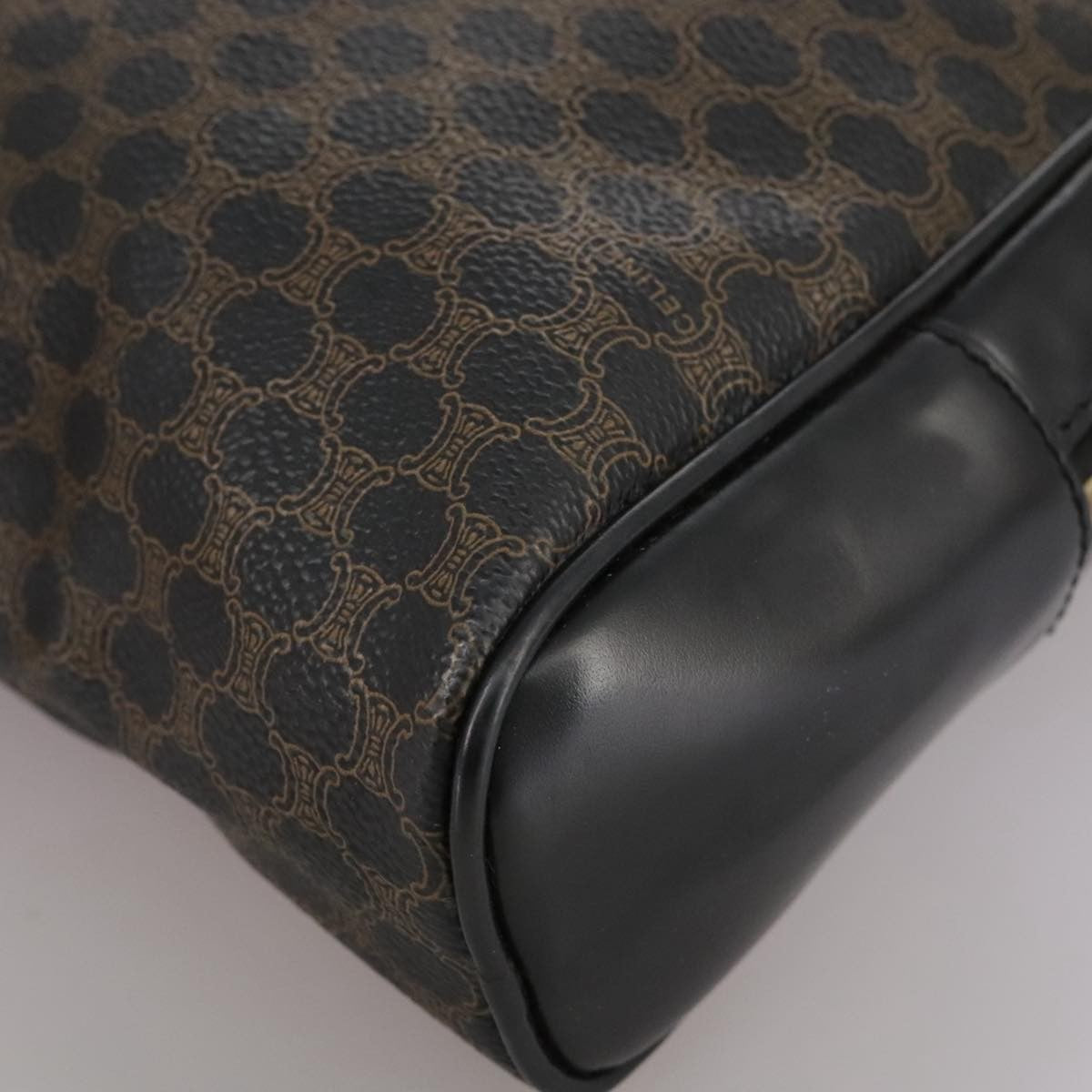 Celine Vintage Macadam Backpack Canvas And Leather Black Canvas Backpack Bag (Pre-Owned)