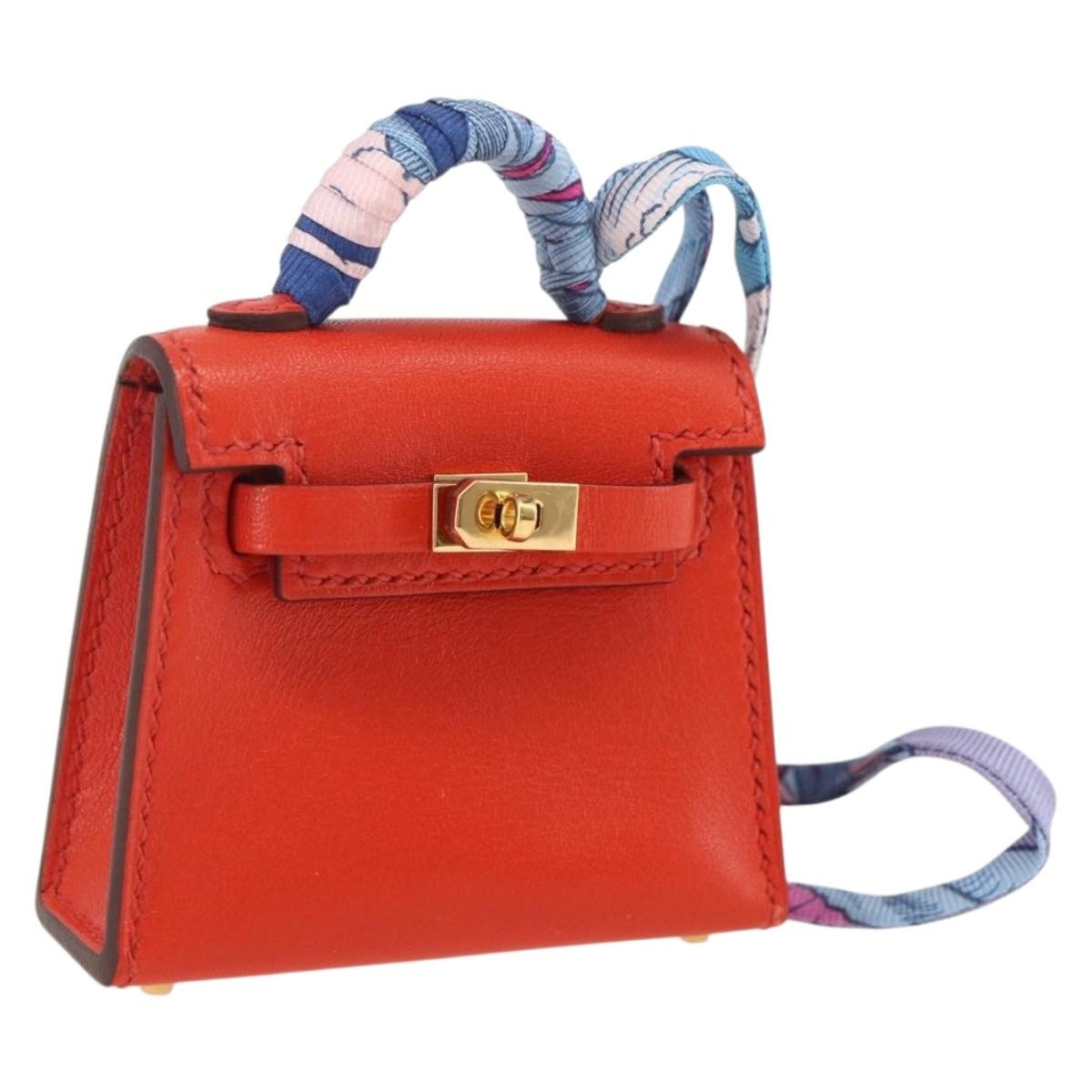 Hermes Kelly Twilly Bag Charm Leather Orange Leather Charms And Keychains Accessory (Pre-Owned)