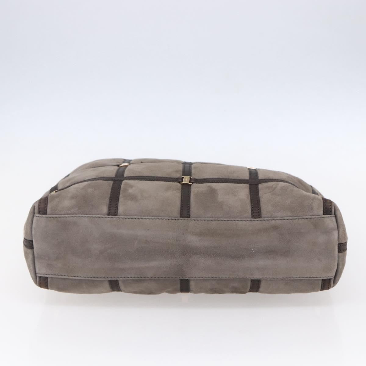 Salvatore Ferragamo Vala Shoulder Bag Suede Brown Suede Shoulder Bag Bag (Pre-Owned)