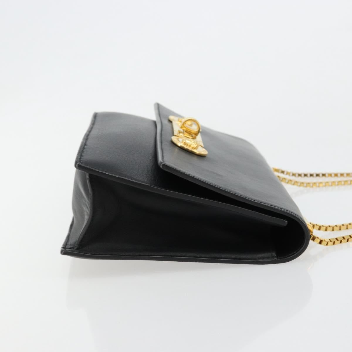 Versace Medusa Flap Chain Bag Leather Black Leather Shoulder Bag Bag (Pre-Owned)