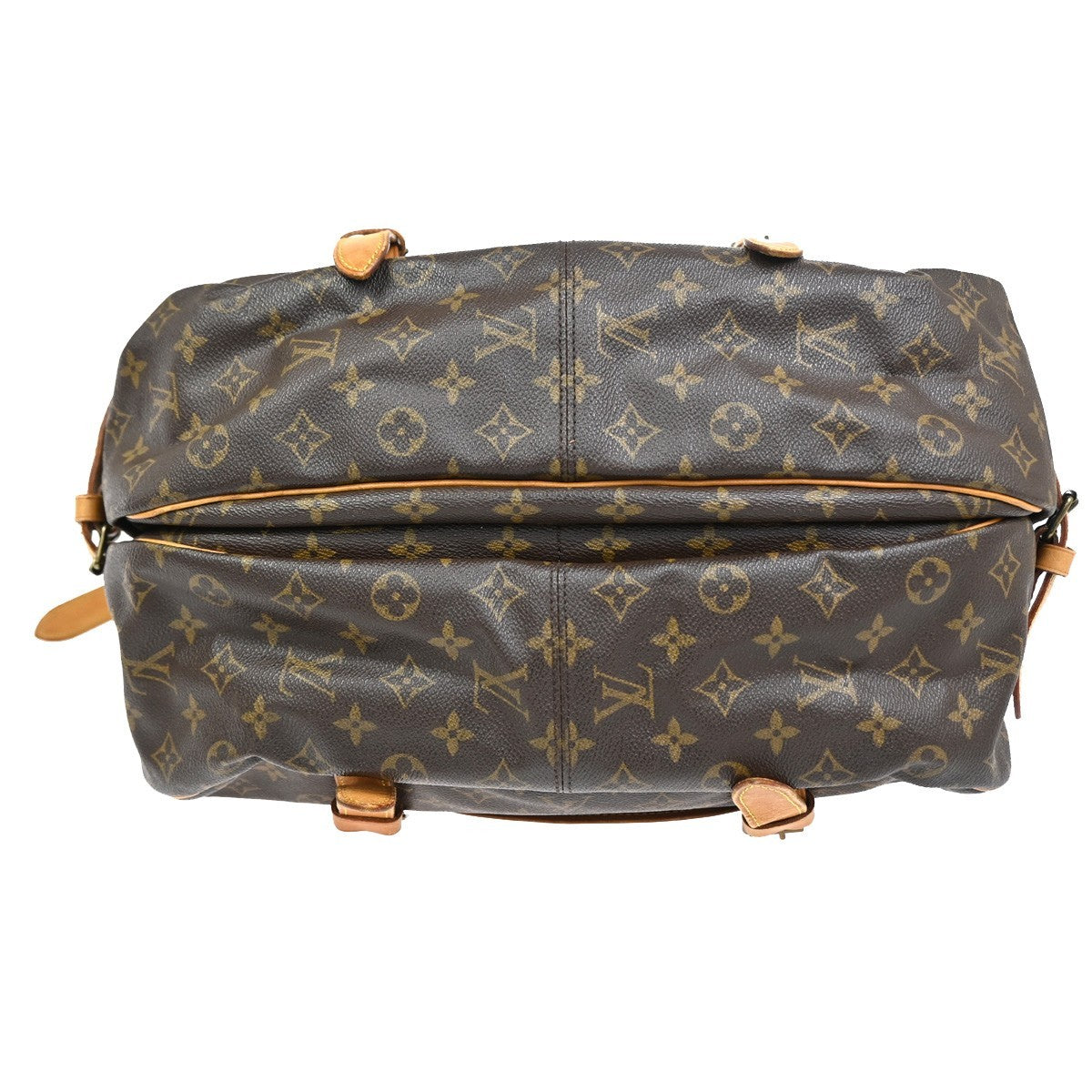 Louis Vuitton Saumur Handbag Monogram Canvas Brown Leather Shoulder Bag Bag (Pre-Owned)