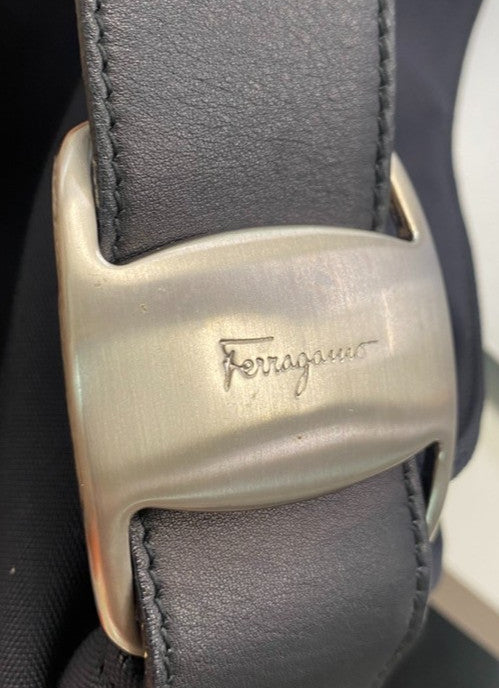 Salvatore Ferragamo Vara Shoulder Bag Nylon Black Nylon Shoulder Bag Bag (Pre-Owned)