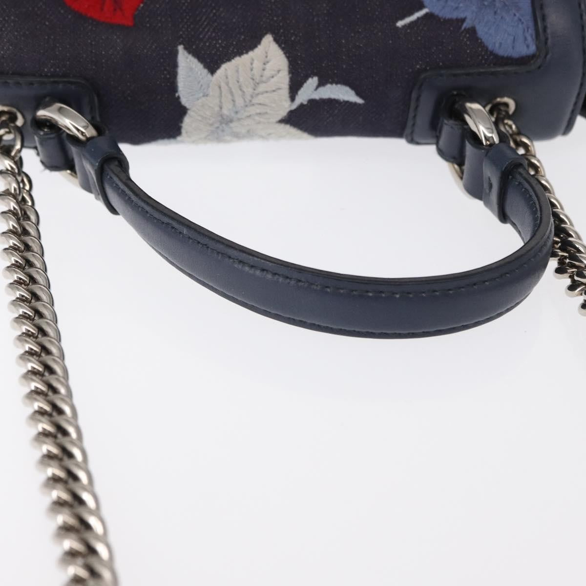 Salvatore Ferragamo Vala Handbag Leather Navy Denim_Jeans Handbag (Pre-Owned)