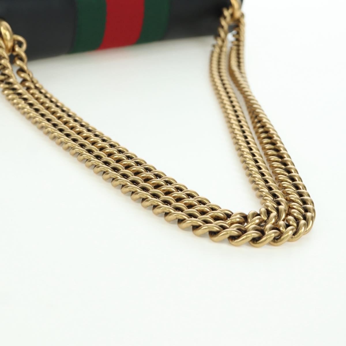 Gucci Web Peony Chain Shoulder Bag Embellished Leather Black Leather Shoulder Bag Bag (Pre-Owned)