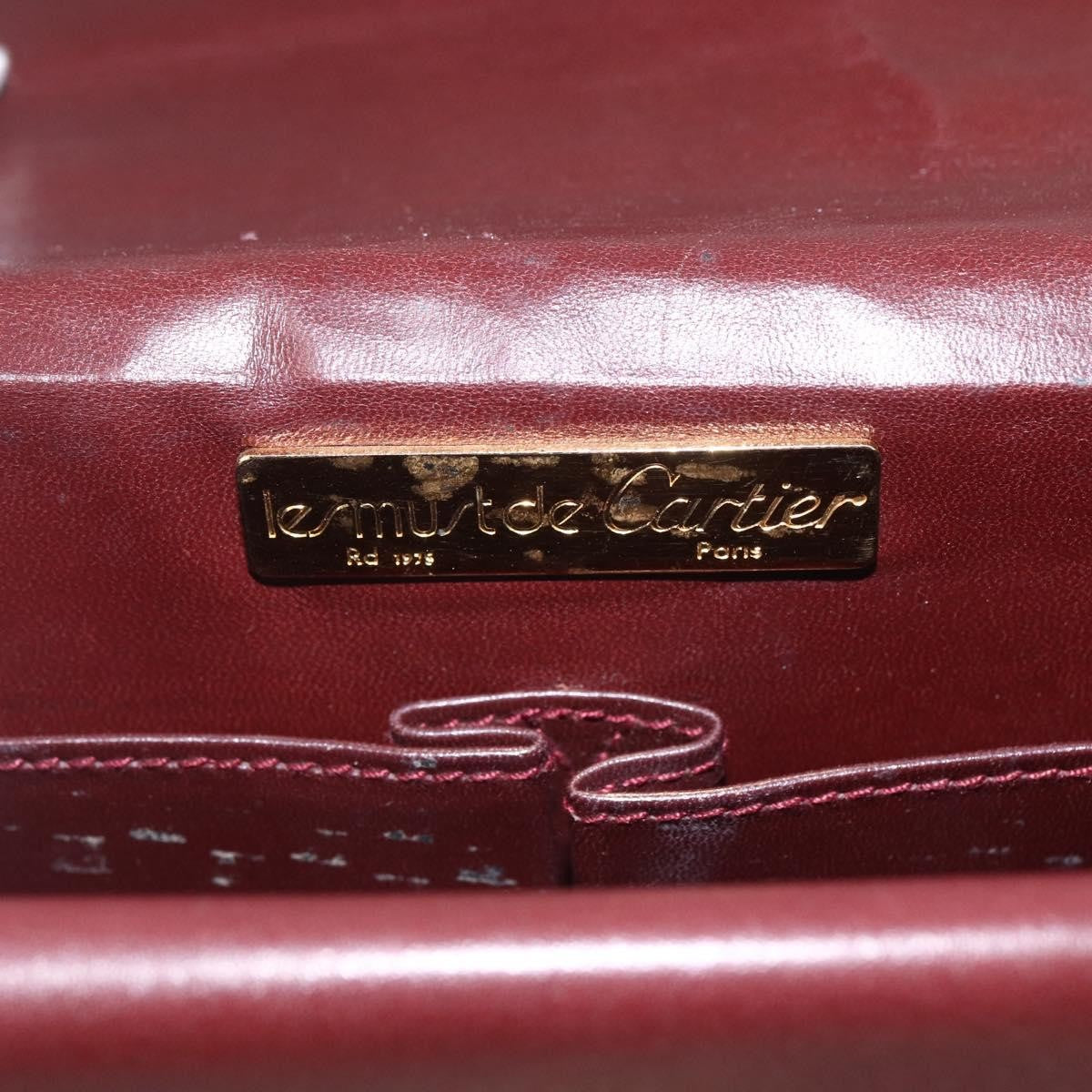 Cartier Must De Cartier Shoulder Bag Leather Burgundy Leather Shoulder Bag Bag (Pre-Owned)