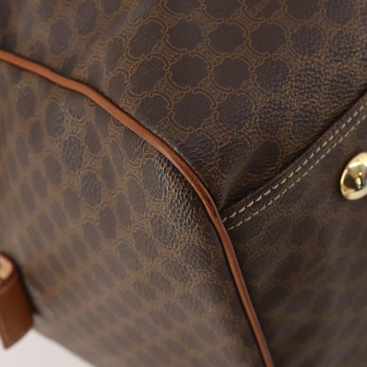 Celine Vintage Duffle Bag Canvas And Leather Brown Canvas Travel Bag Bag (Pre-Owned)