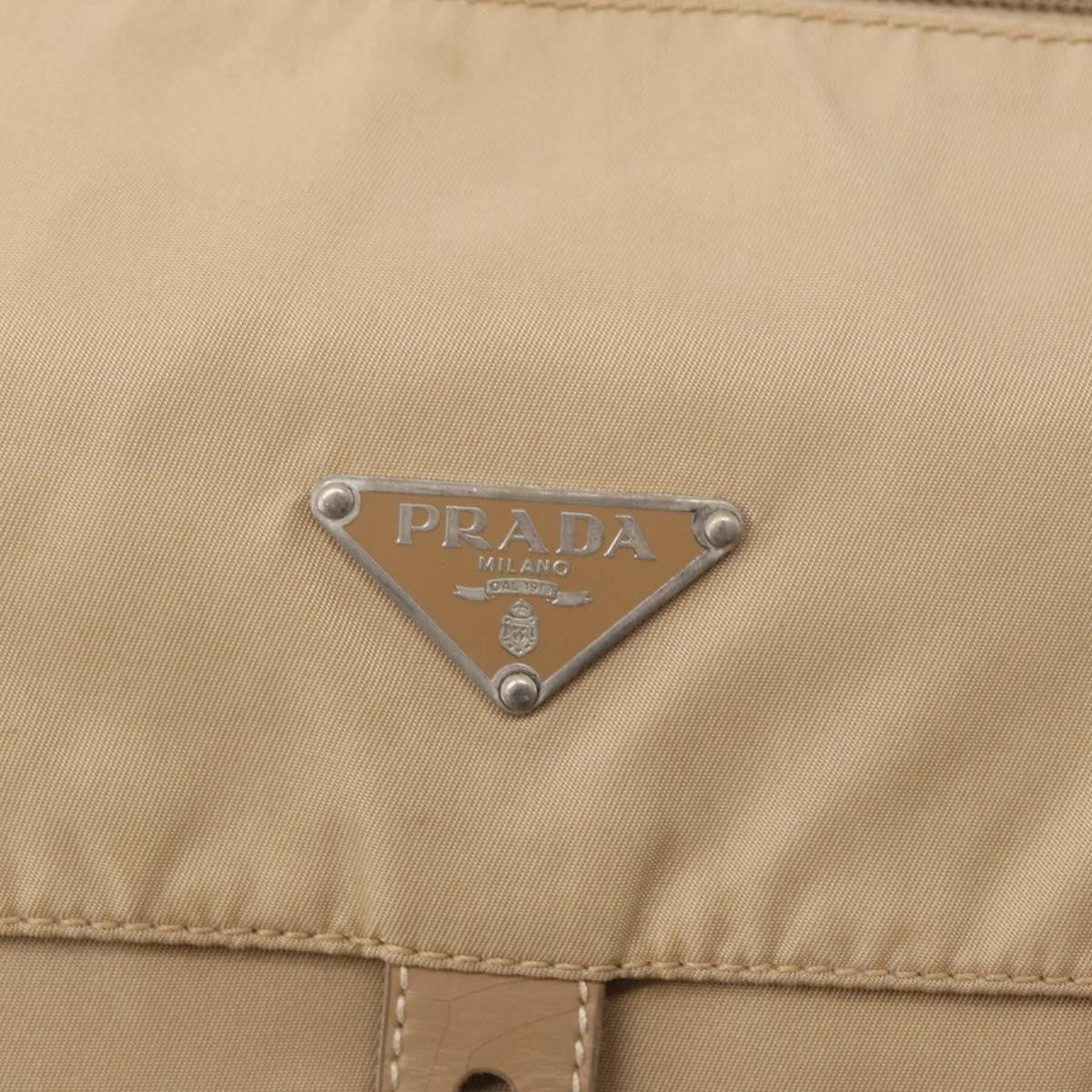 Prada Buckle Messenger Bag Tessuto Beige Nylon Shoulder Bag Bag (Pre-Owned)