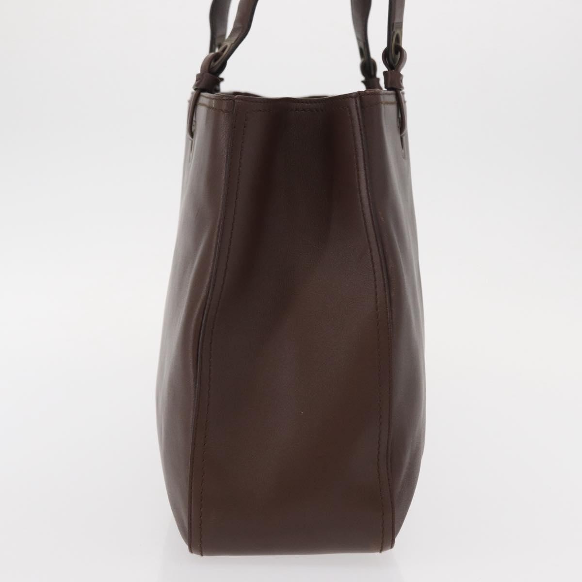Salvatore Ferragamo Gancini Tote Leather Brown Leather Tote Bag Bag (Pre-Owned)