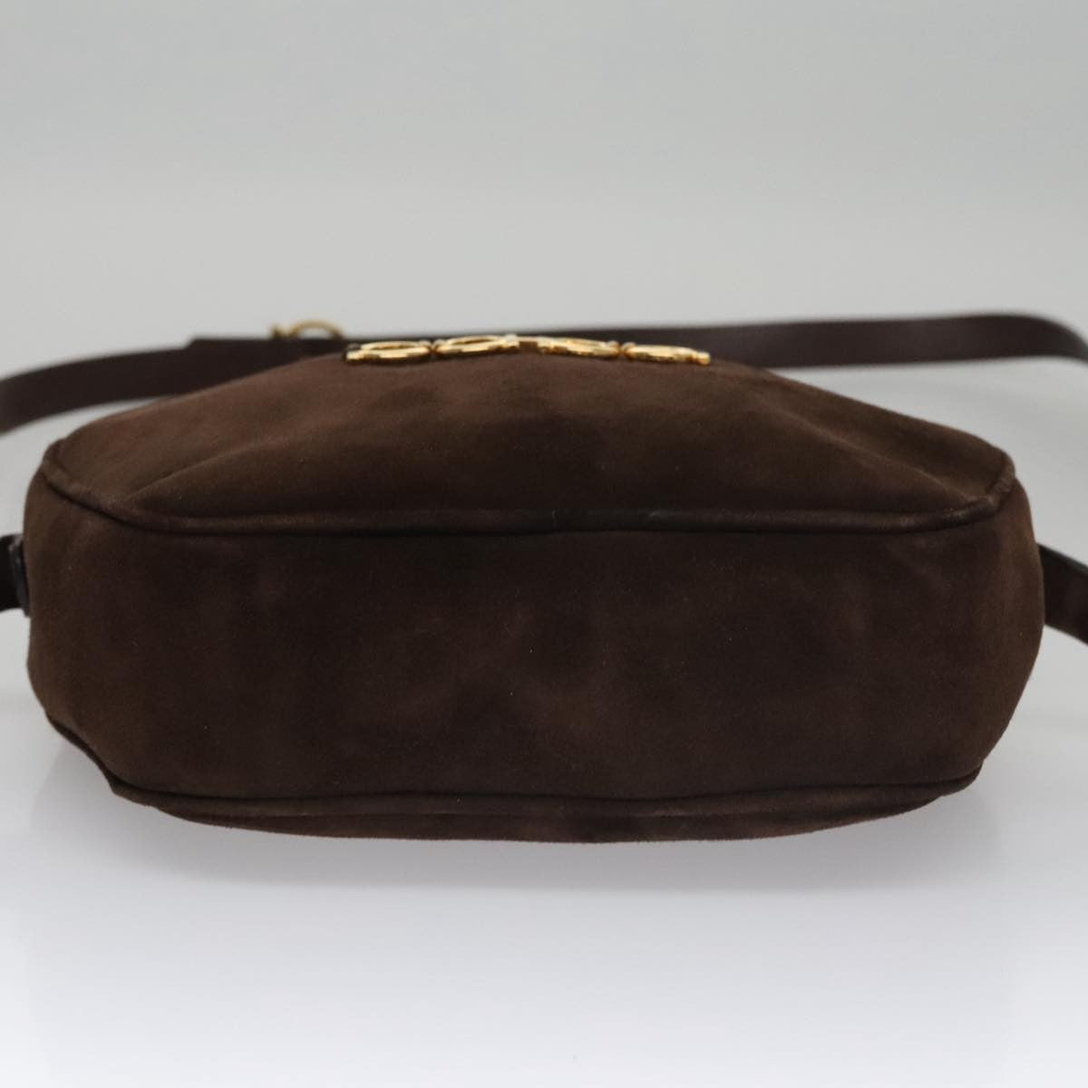 Salvatore Ferragamo Gancini Shoulder Bag Suede Brown Suede Shoulder Bag Bag (Pre-Owned)