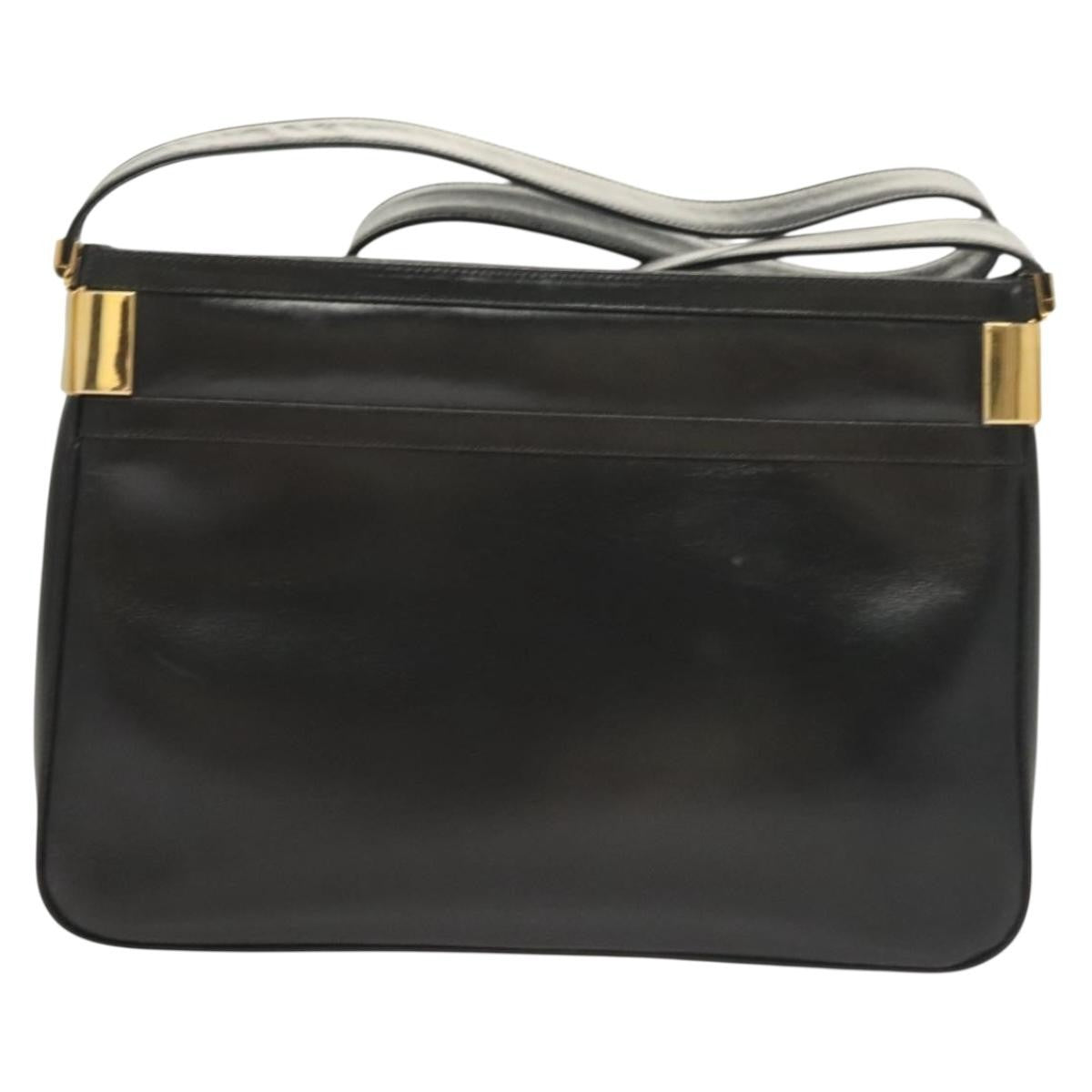 Gucci Vintage Shoulder Bag Leather Black Leather Shoulder Bag Bag (Pre-Owned)
