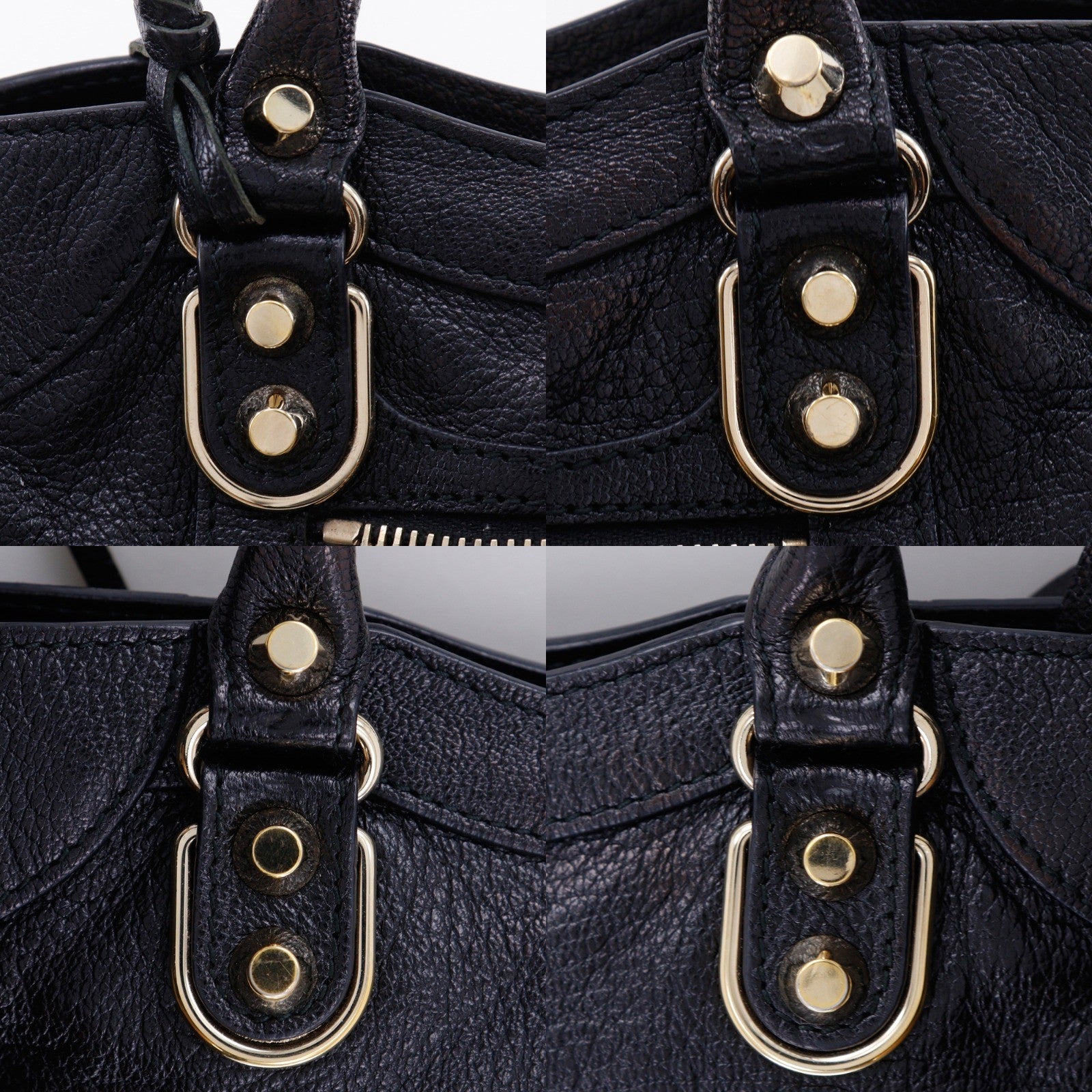Balenciaga City Classic Metallic Edge Bag Leather Black Leather Handbag (Pre-Owned)
