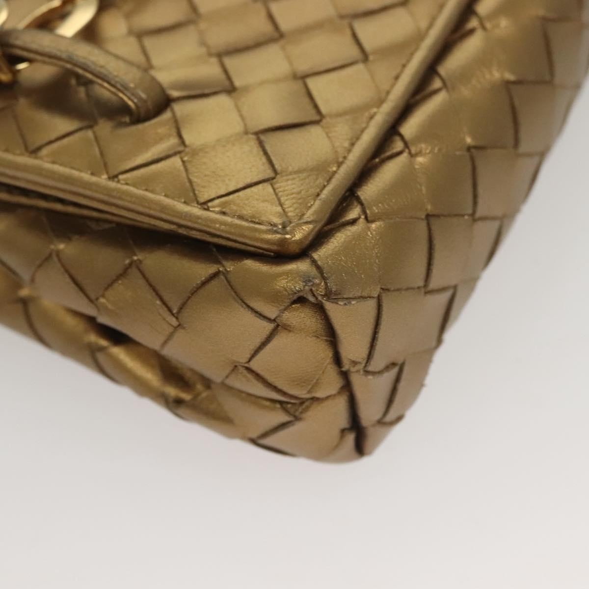 Bottega Veneta Chain Flap Shoulder Bag Leather Gold Leather Shoulder Bag Bag (Pre-Owned)