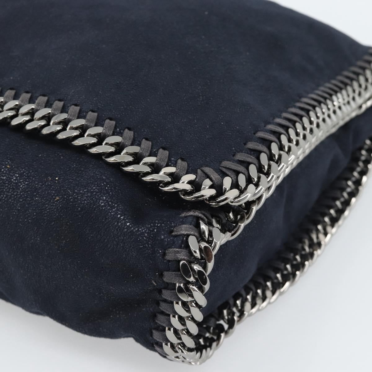 Stella Mccartney Falabella Fold Over Flap Crossbody Bag Shaggy Deer Navy Synthetic Shoulder Bag Bag (Pre-Owned)