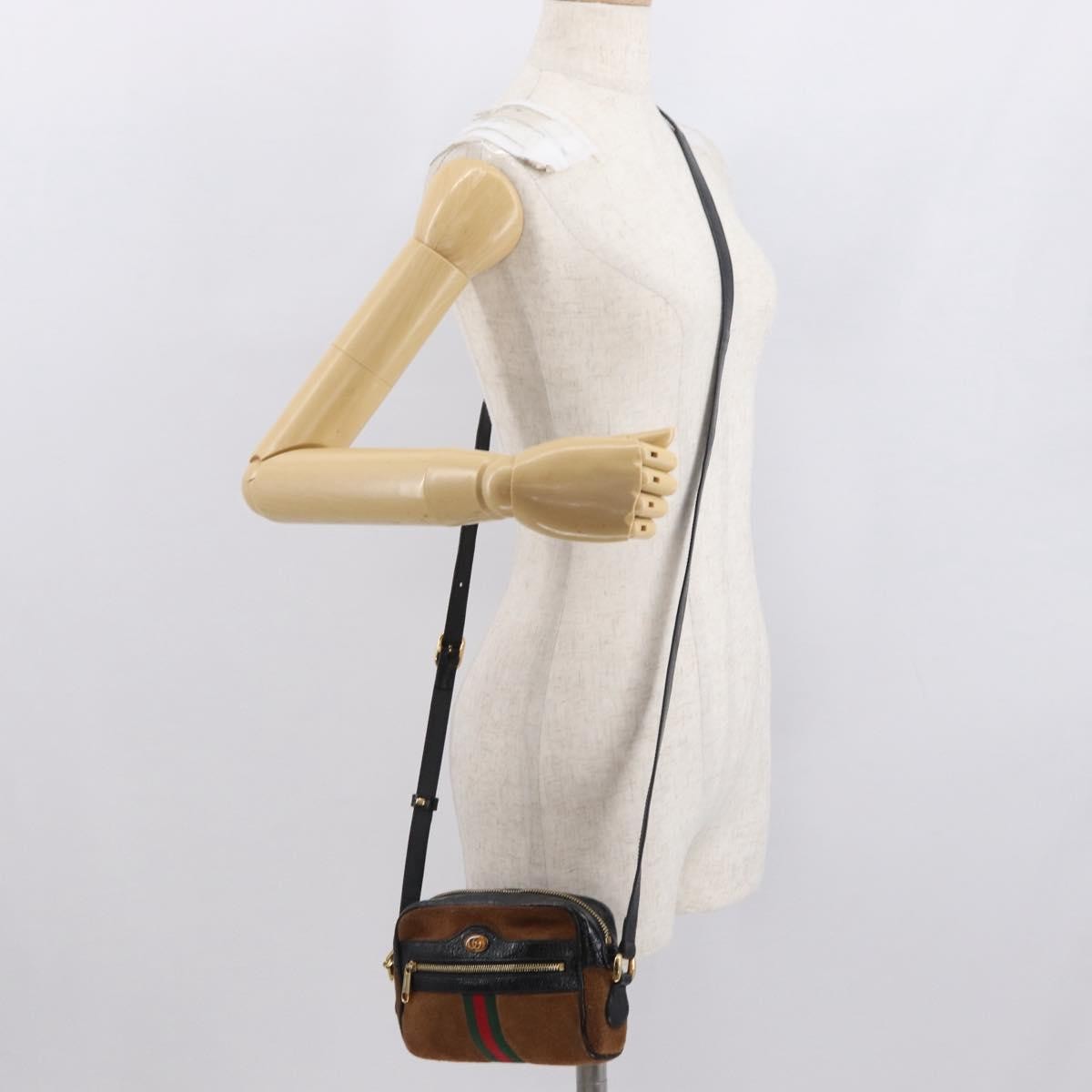 Gucci Ophidia Shoulder Bag Suede Brown Suede Shoulder Bag Bag (Pre-Owned)