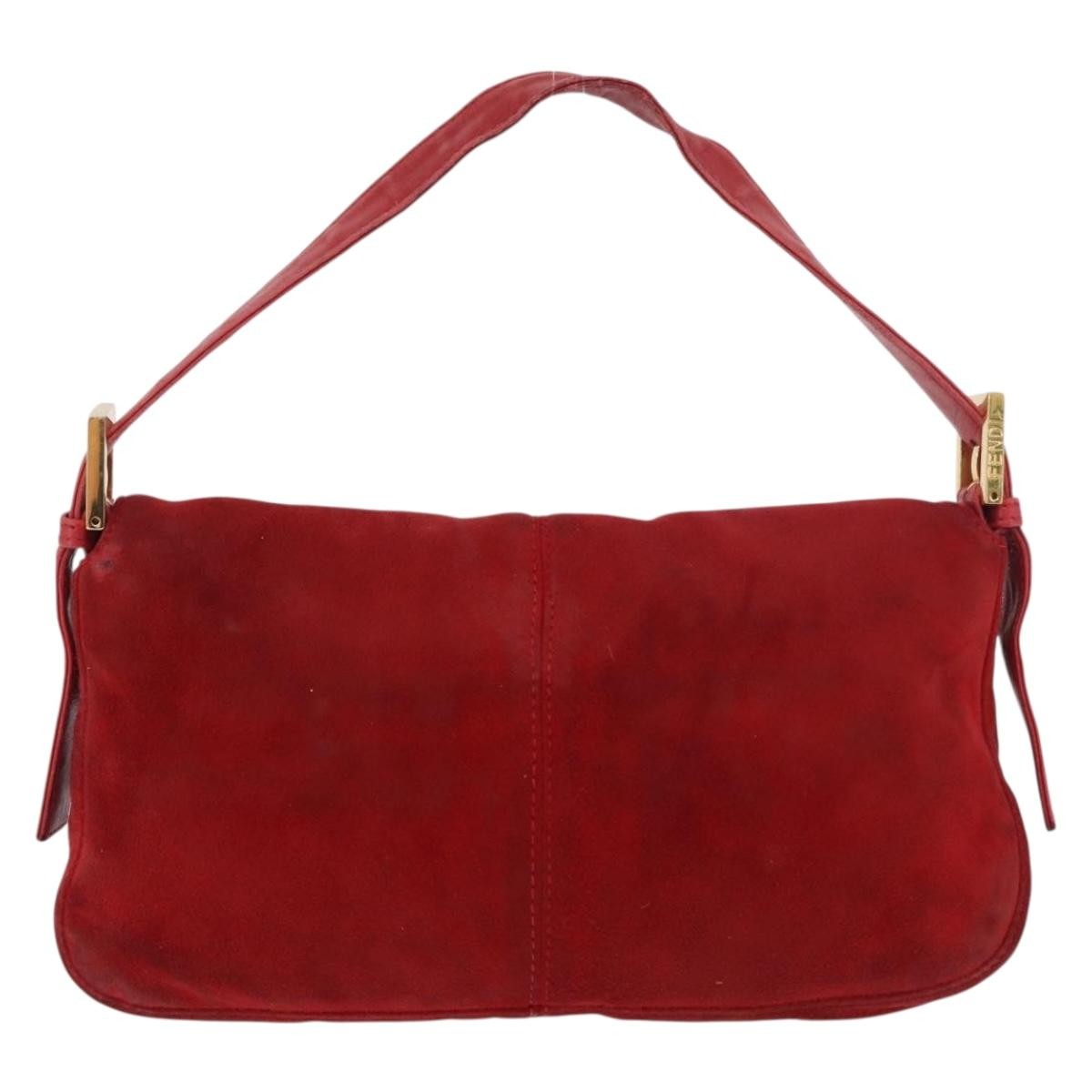 Fendi Baguette Bag Leather Red Suede Shoulder Bag Bag (Pre-Owned)