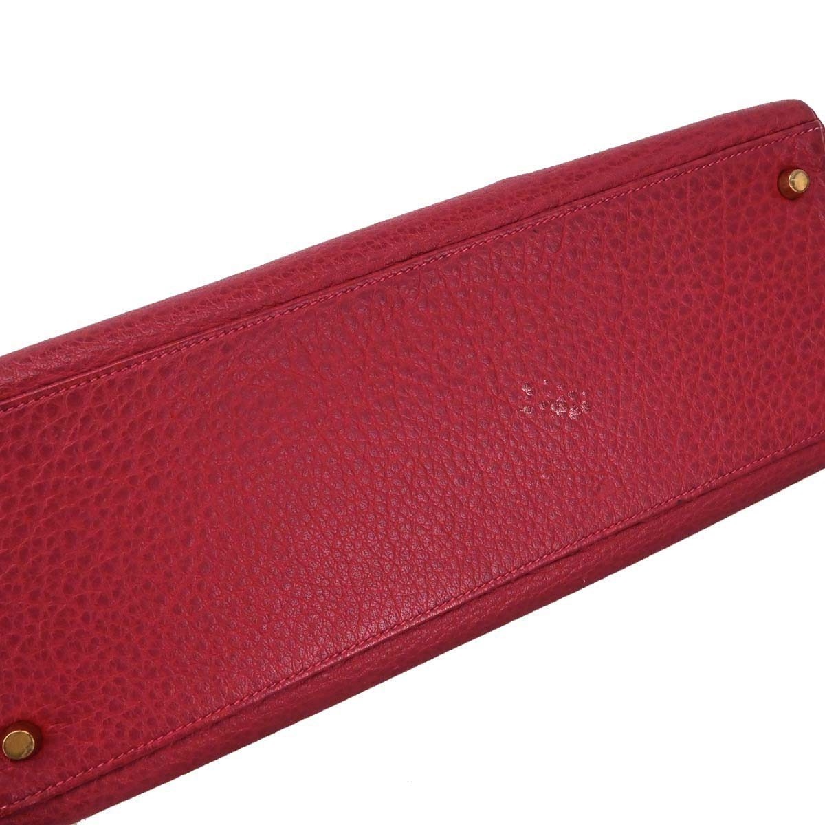 Hermes Kelly Handbag Red Clemence With Gold Hardware Red Leather Handbag (Pre-Owned)