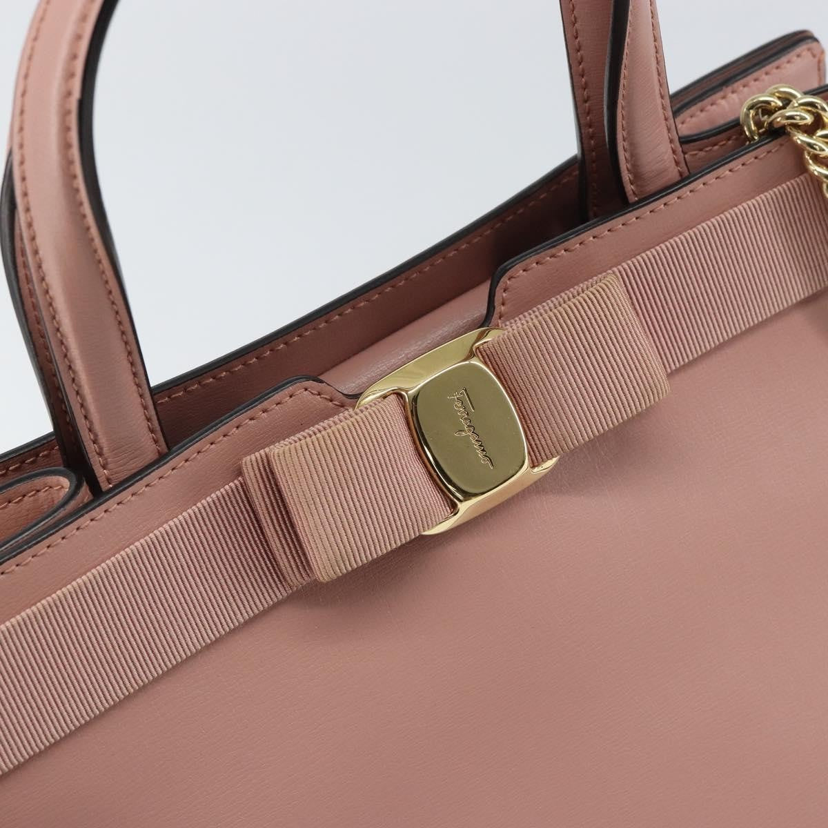 Salvatore Ferragamo Vara Bow Top Handle Convertible Tote Leather Pink Leather Tote Bag Bag (Pre-Owned)