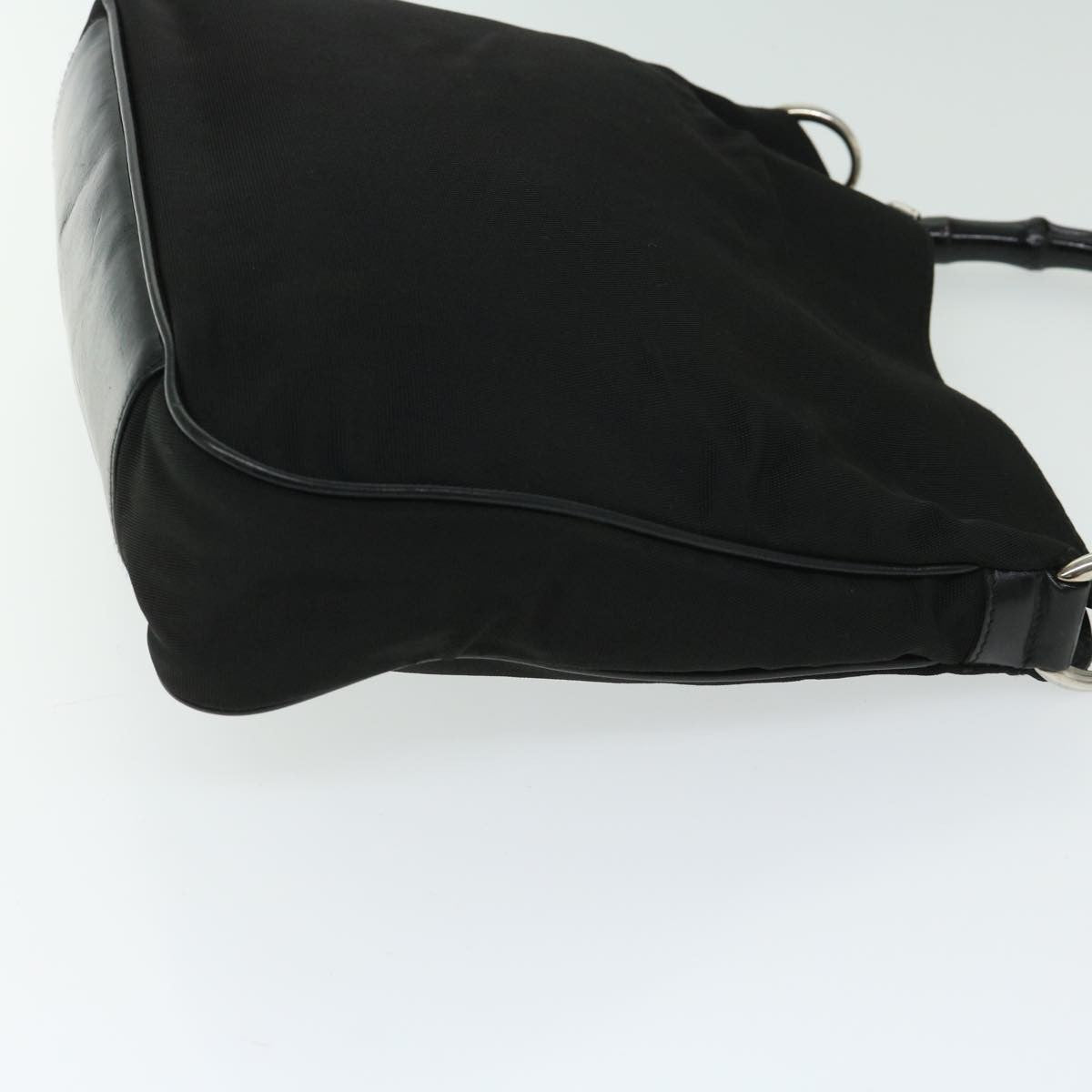 Gucci Vintage Bamboo Handle Bag Nylon Black Nylon Handbag (Pre-Owned)
