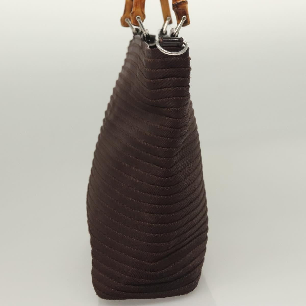Gucci Vintage Bamboo Handle Tote Nylon Brown Synthetic Bag (Pre-Owned)