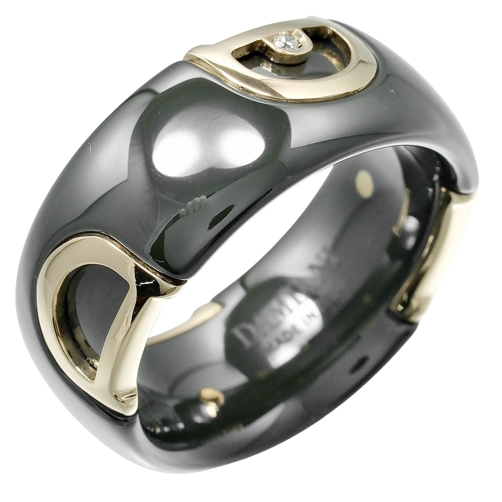 Damiani D Icon Ring K18 (White Gold), Ceramic And Diamond Green Ceramic Ring Jewelry (Pre-Owned)