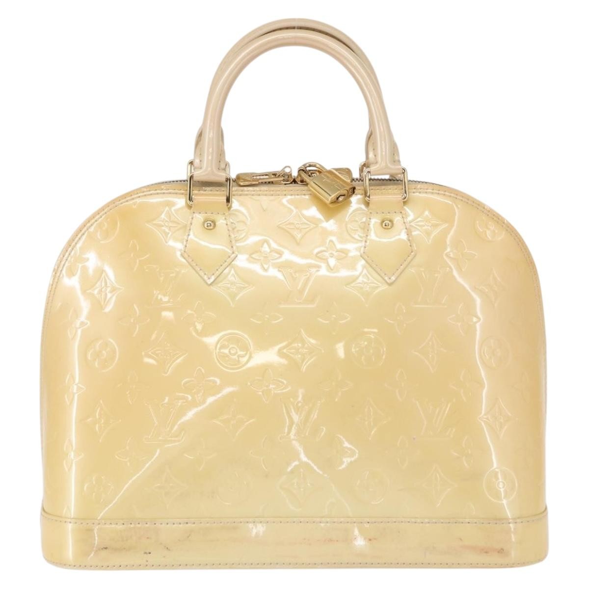 Louis Vuitton Alma Handbag Monogram Vernis Beige Patent_Leather Handbag (Pre-Owned)