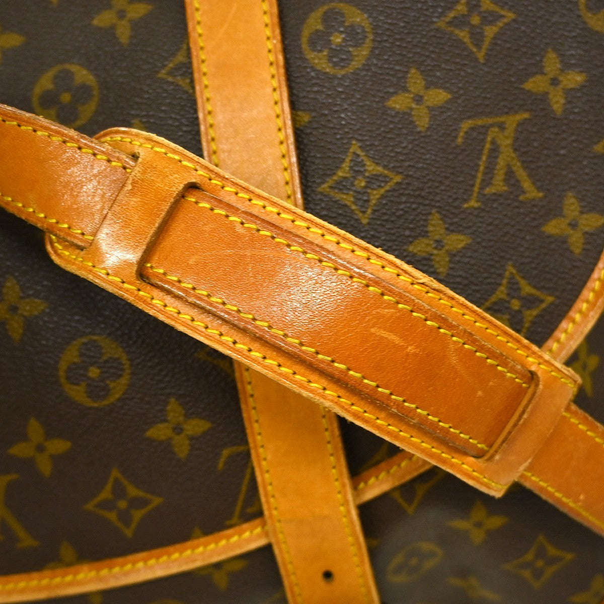 Louis Vuitton Saumur Handbag Monogram Canvas Brown Canvas Shoulder Bag Bag (Pre-Owned)