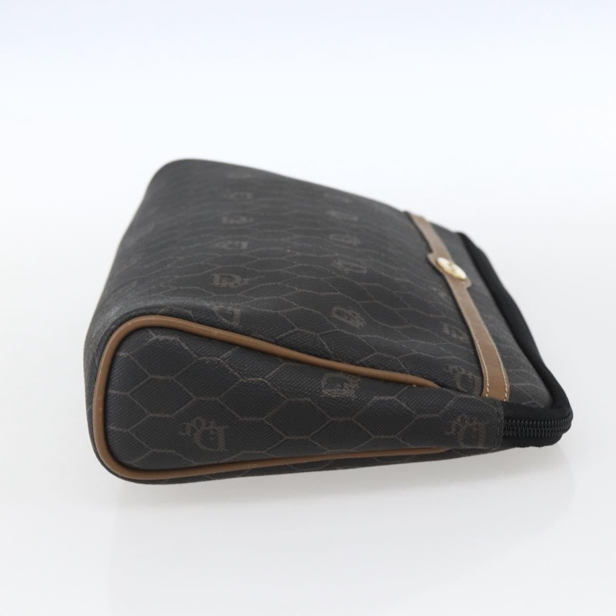 Christian Dior Vintage Honeycomb Zip Pouch Canvas And Leather Black Pvc Clutche & Pouche Bag (Pre-Owned)