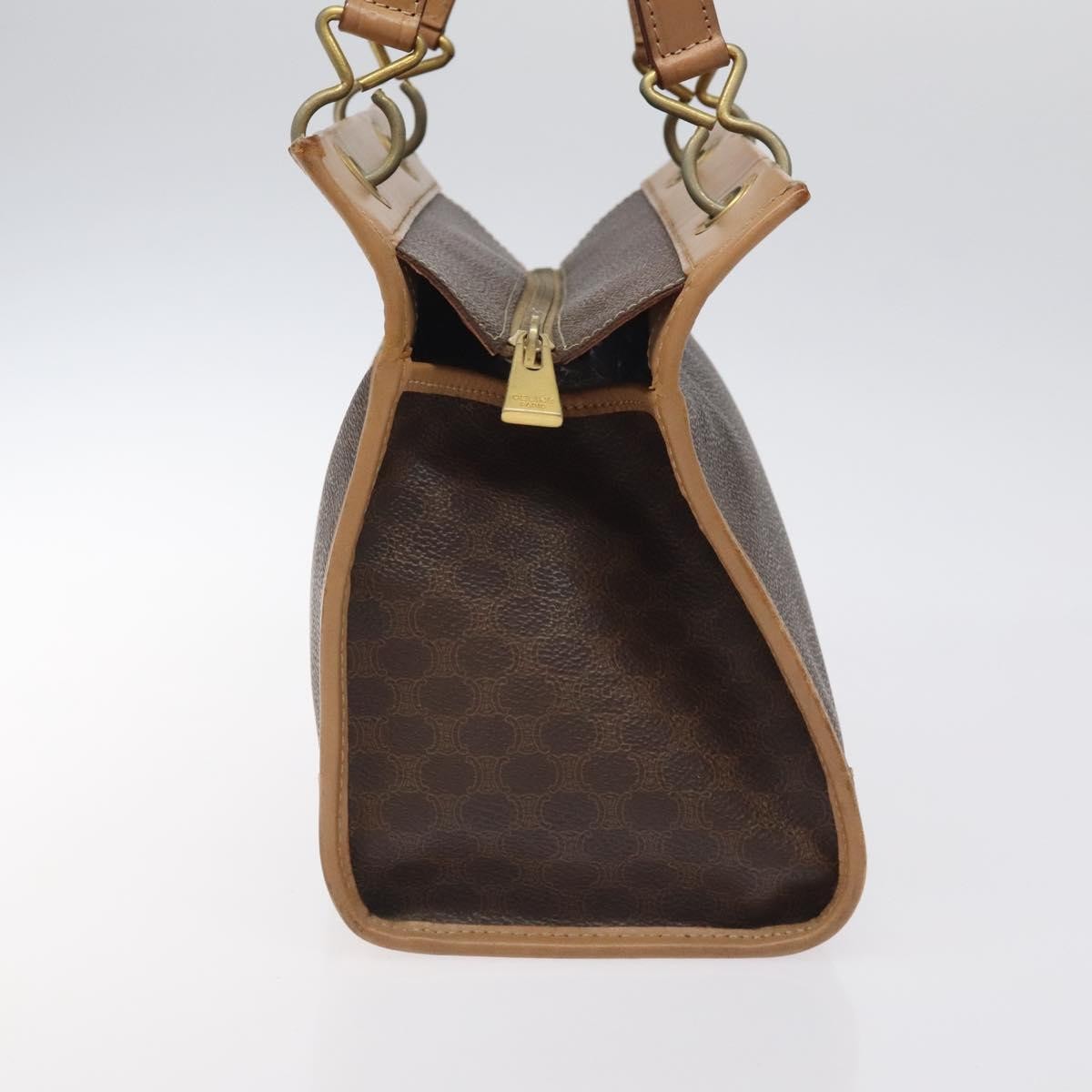 Celine Vintage Macadam Handbag Canvas And Leather Brown Canvas Handbag (Pre-Owned)