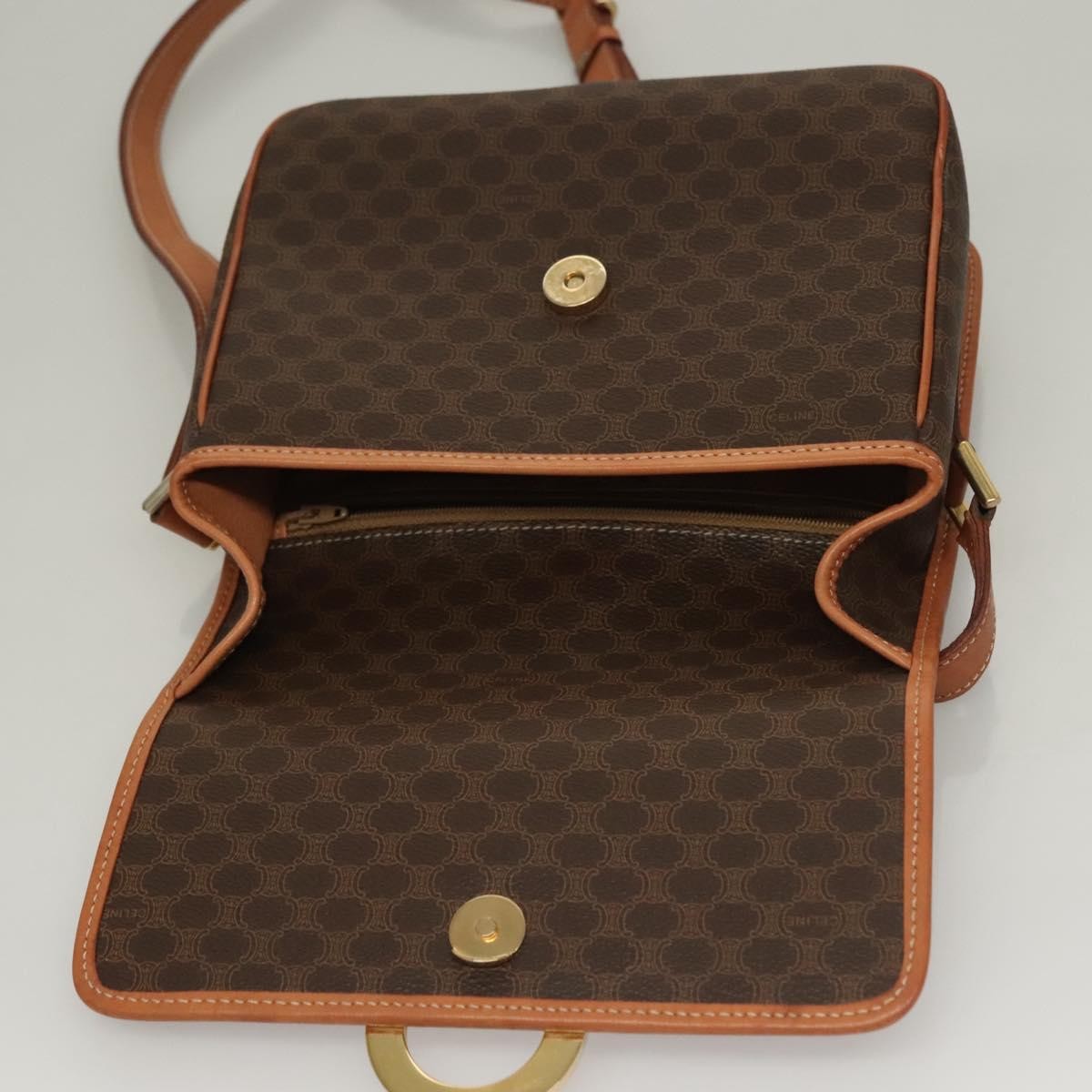 Celine Macadam Shoulder Bag Pvc Leather Brown Canvas Bag (Pre-Owned)