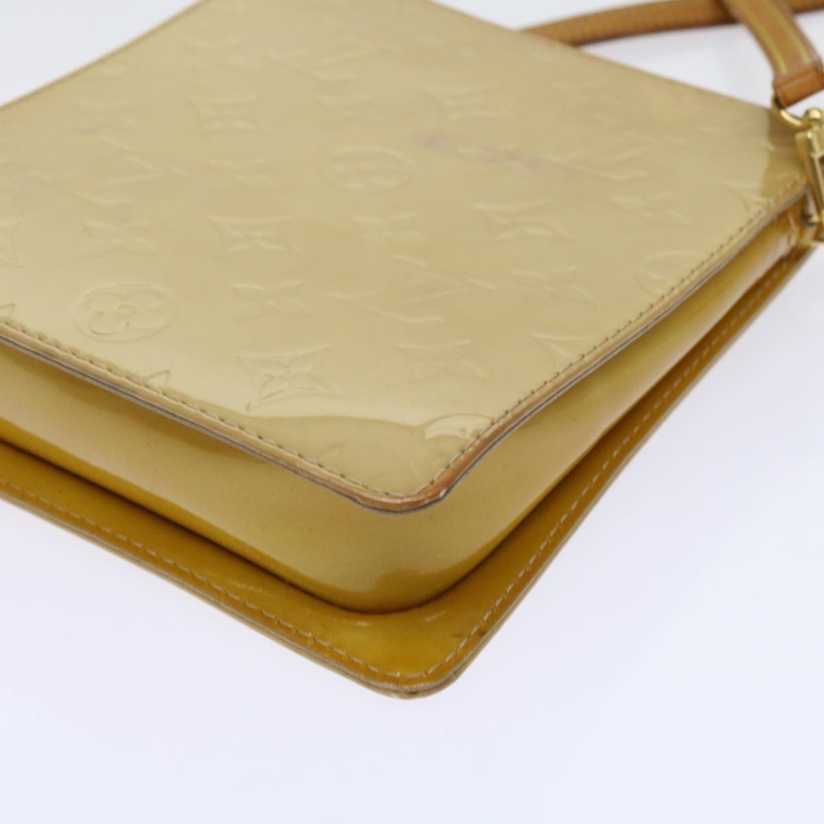 Louis Vuitton Mott Handbag Monogram Vernis Beige Patent_Leather Clutche & Pouche Bag (Pre-Owned)