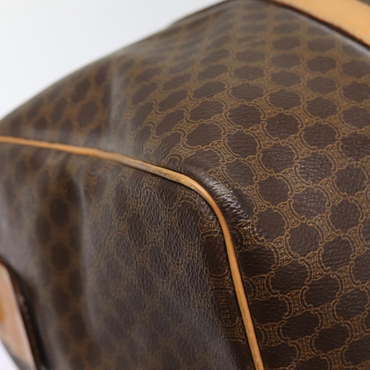 Celine Vintage Duffle Bag Macadam Coated Canvas Brown Canvas Travel Bag Bag (Pre-Owned)