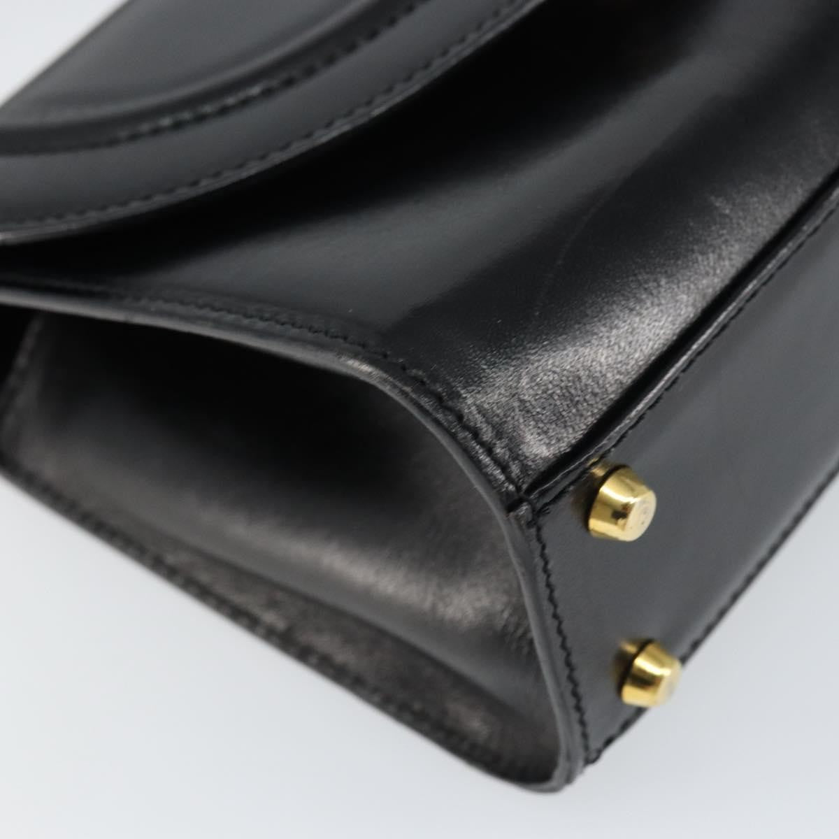 Bally Vintage Handbag Leather Black Leather Handbag (Pre-Owned)