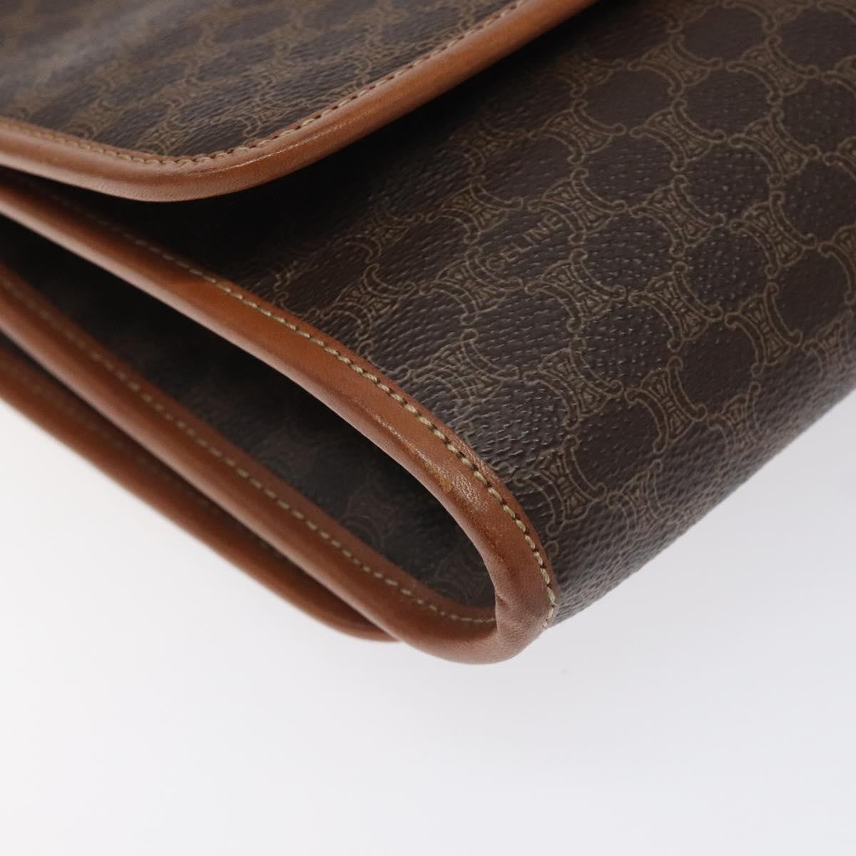 Celine Vintage Macadam Shoulder Bag Canvas And Leather Brown Canvas Shoulder Bag Bag (Pre-Owned)