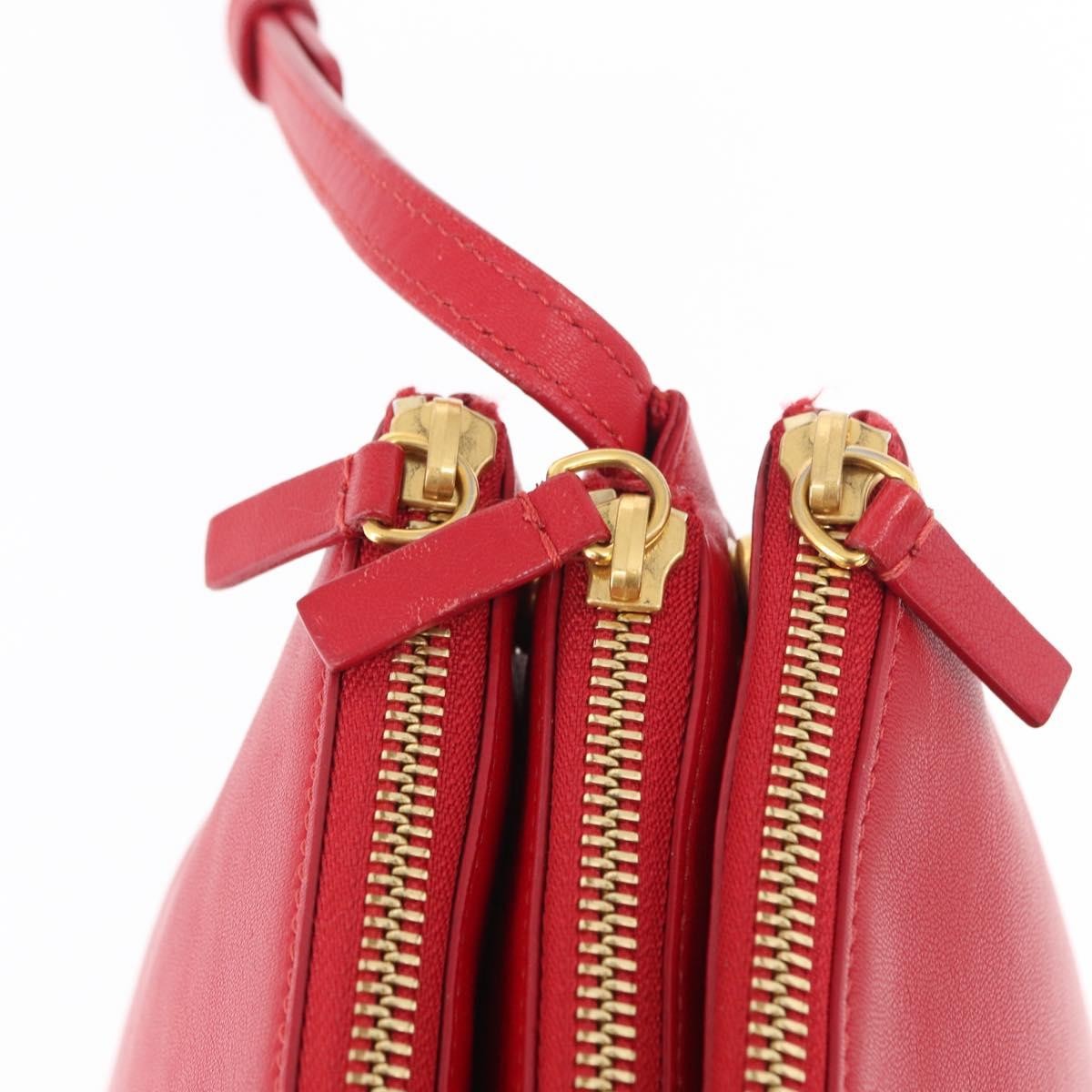 Celine Trio Crossbody Bag Leather Red Leather Shoulder Bag Bag (Pre-Owned)