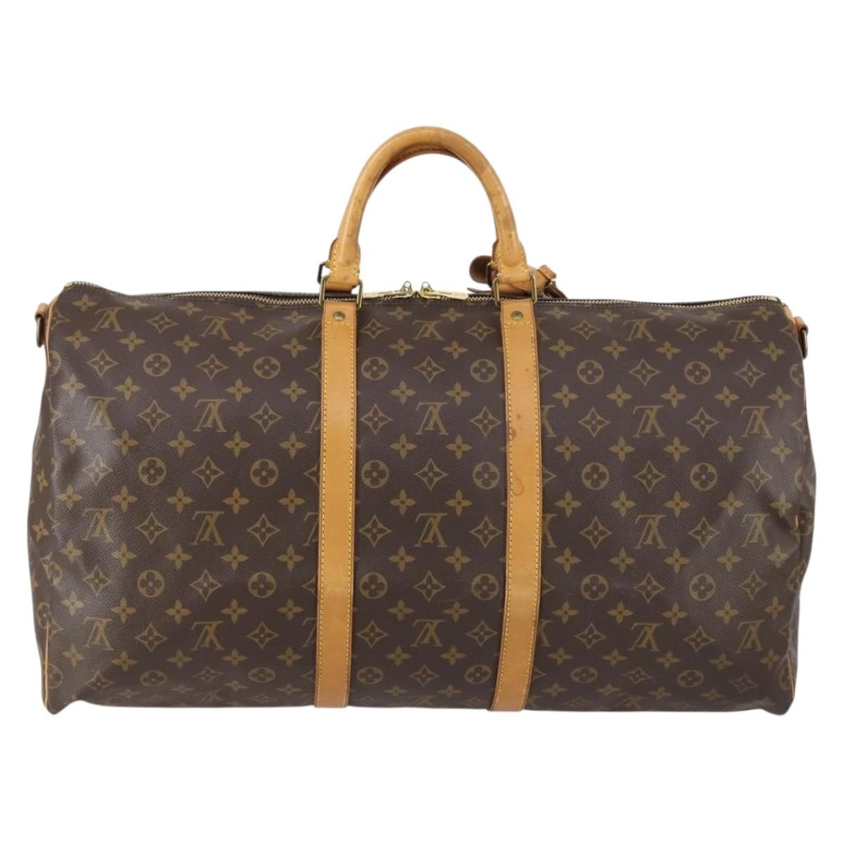 Louis Vuitton Keepall Bandouliere Bag Monogram Canvas Brown Canvas Travel Bag Bag (Pre-Owned)