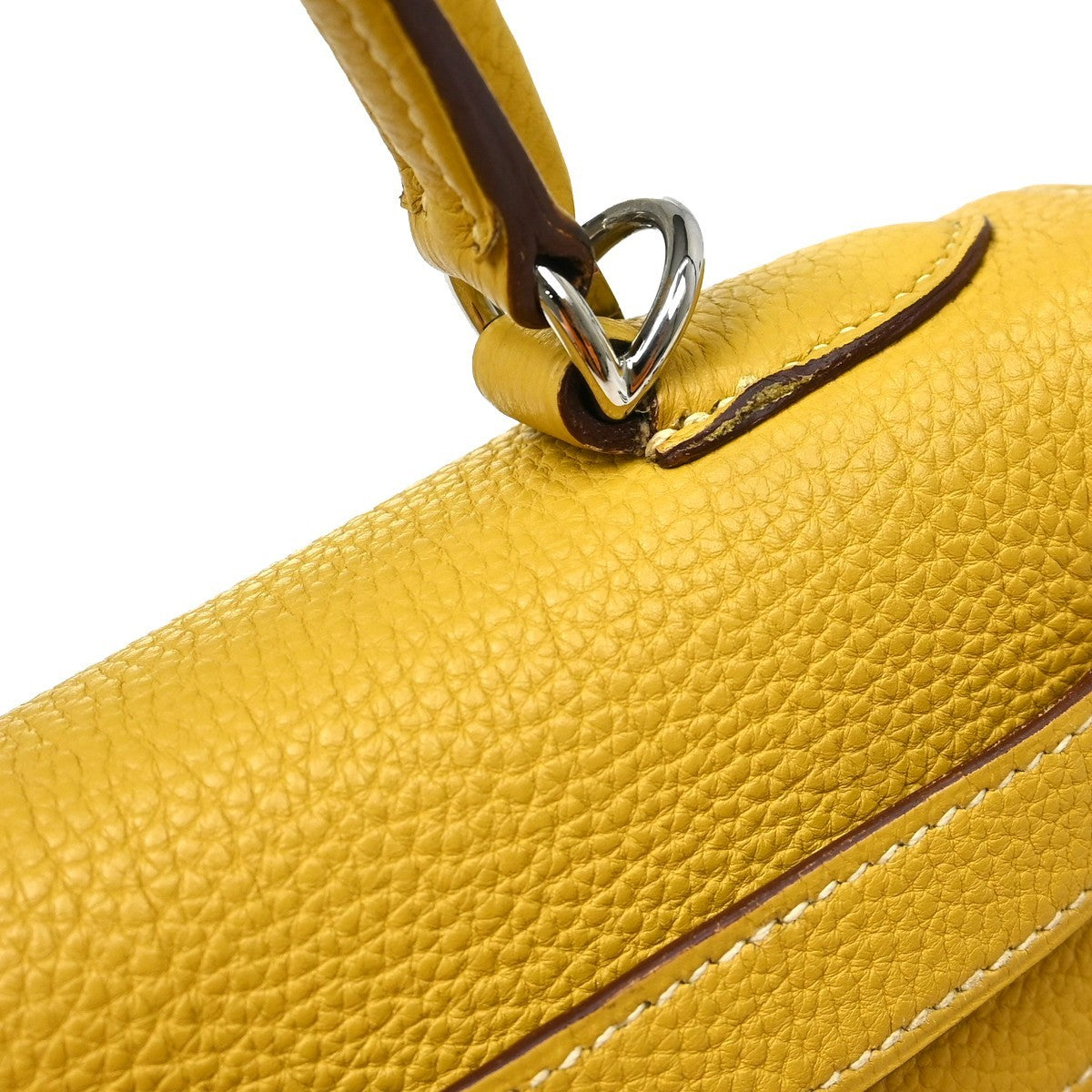 Hermes Kelly Handbag Yellow Epsom With Palladium Hardware Yellow Leather Handbag (Pre-Owned)