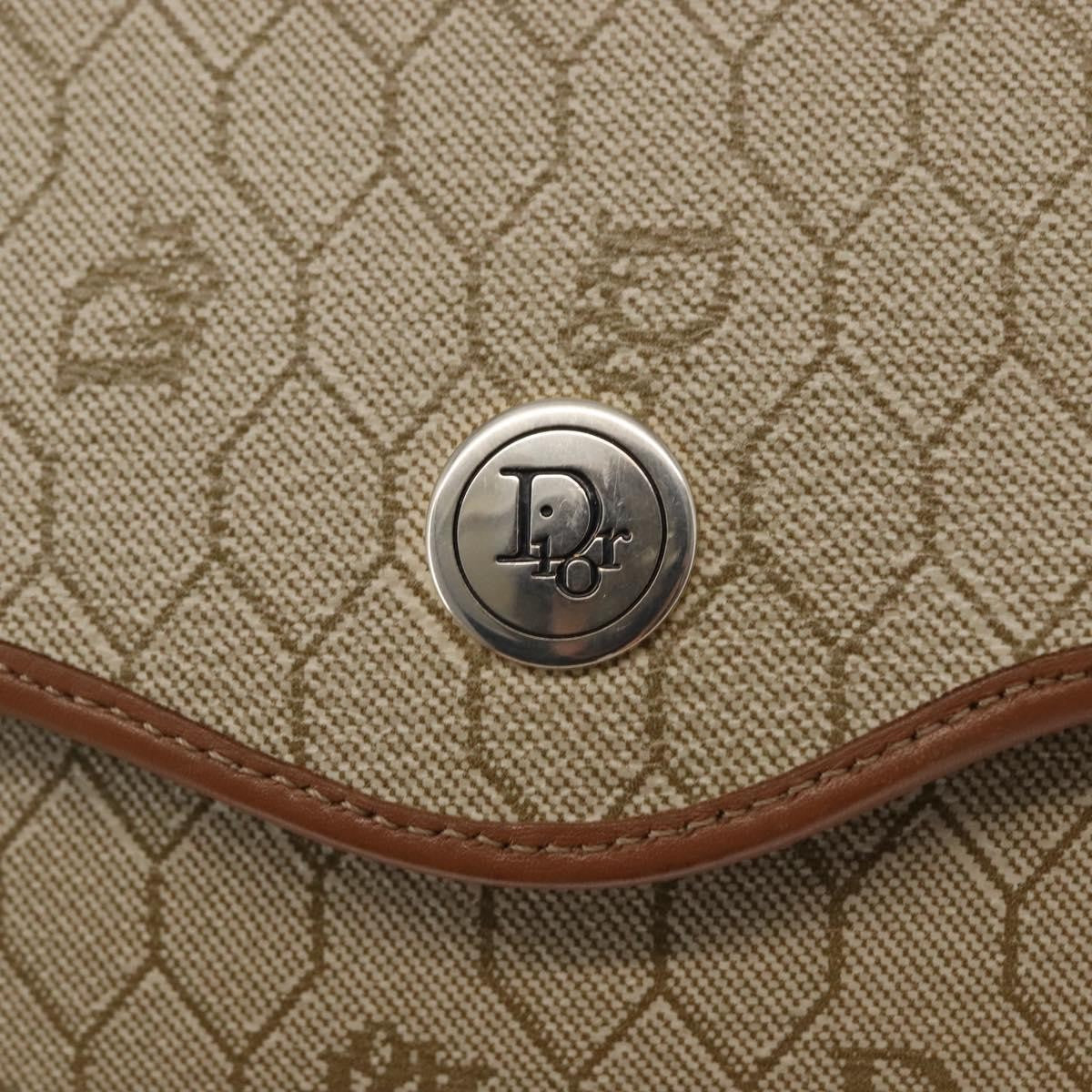 Christian Dior Vintage Honeycomb Flap Crossbody Bag Canvas And Leather Beige Canvas Shoulder Bag Bag (Pre-Owned)