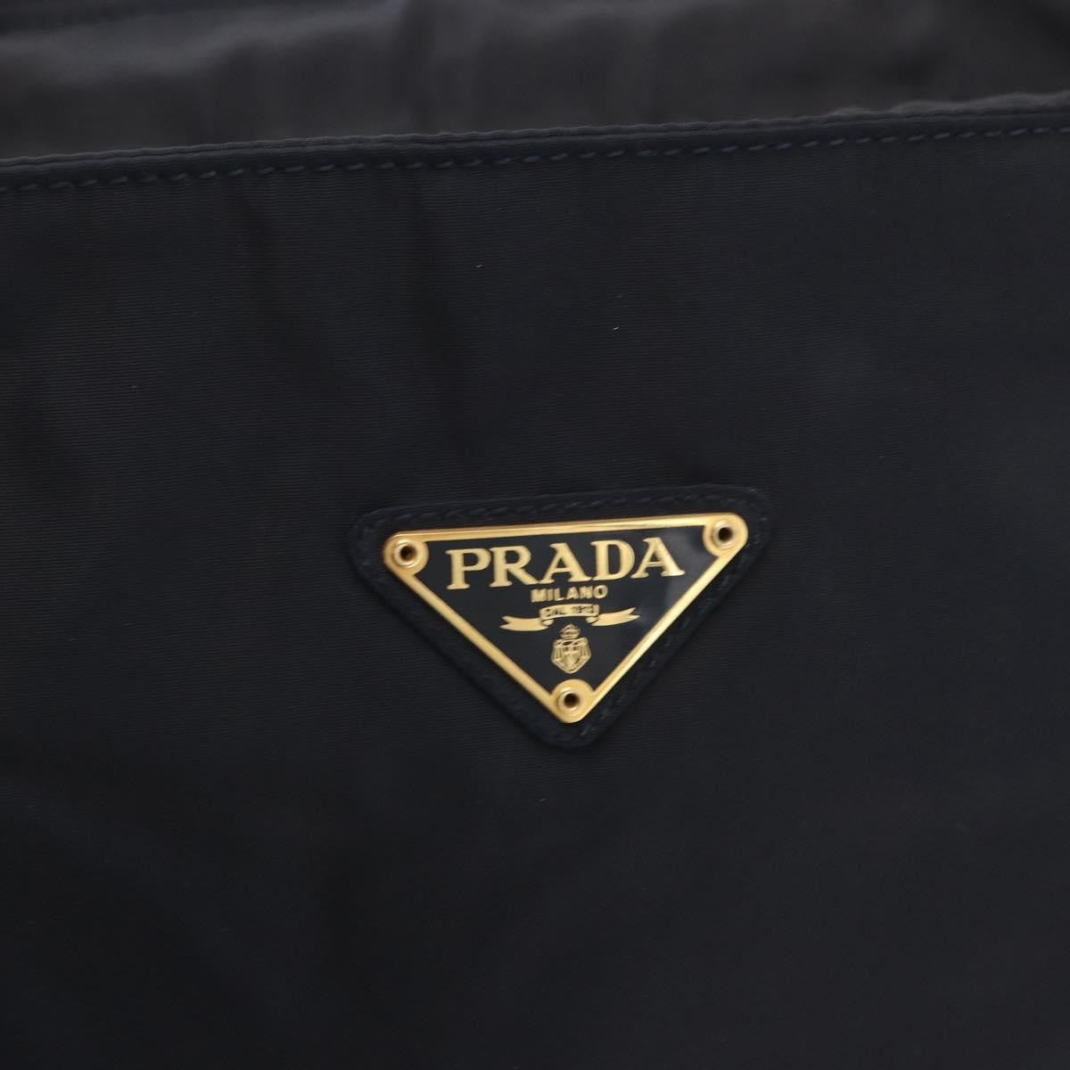 Prada Metal Handles Tote Tessuto Navy Nylon Tote Bag Bag (Pre-Owned)