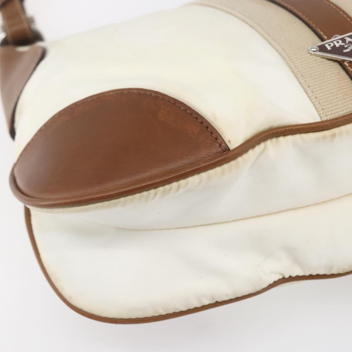 Prada Vintage Shoulder Bag Nylon And Leather Beige Nylon Shoulder Bag Bag (Pre-Owned)